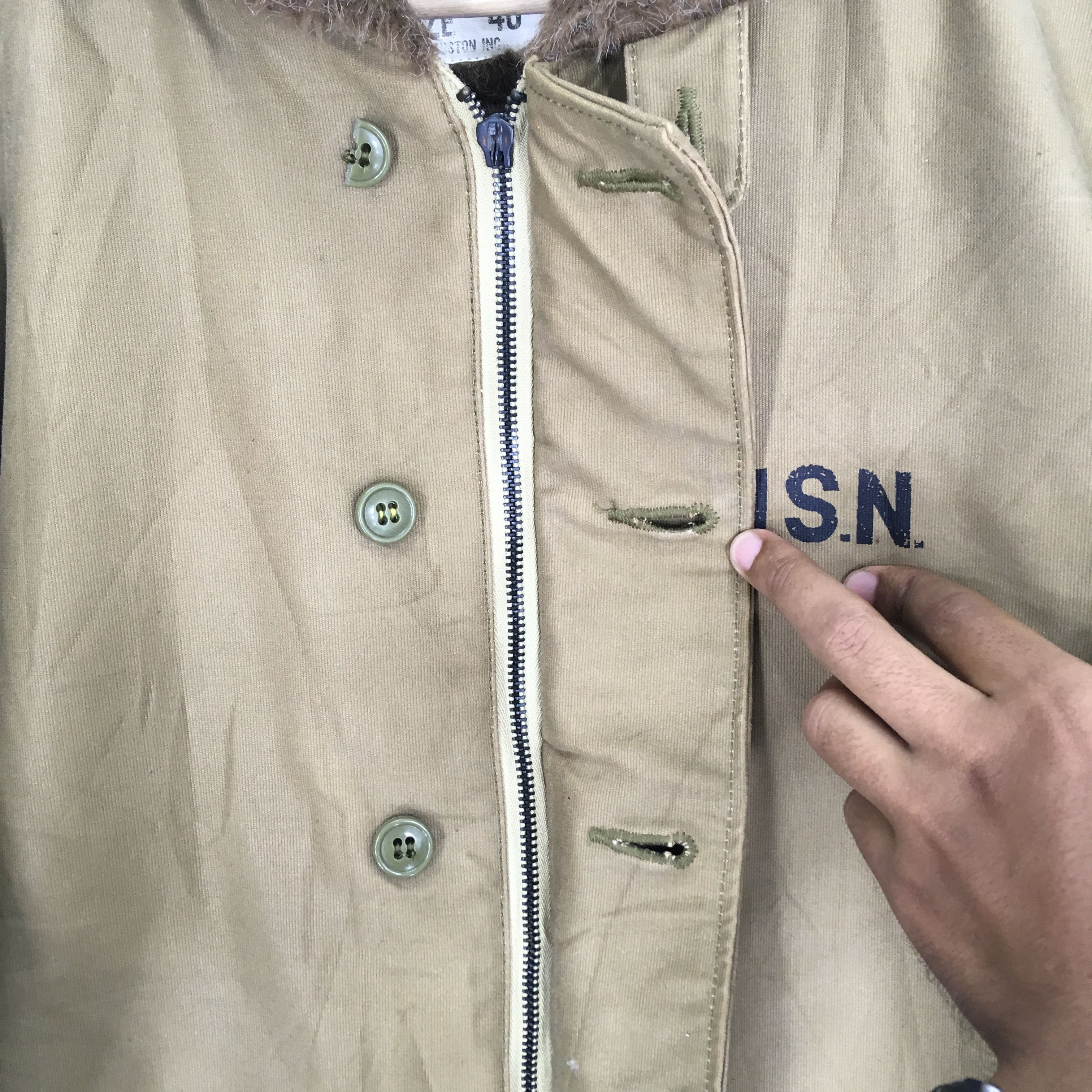 Japanese Brand Vintage 90's Houston Japan Faux Fur USN Navy Army Jacket Size US M / EU 48-50 / 2 - 10 Thumbnail