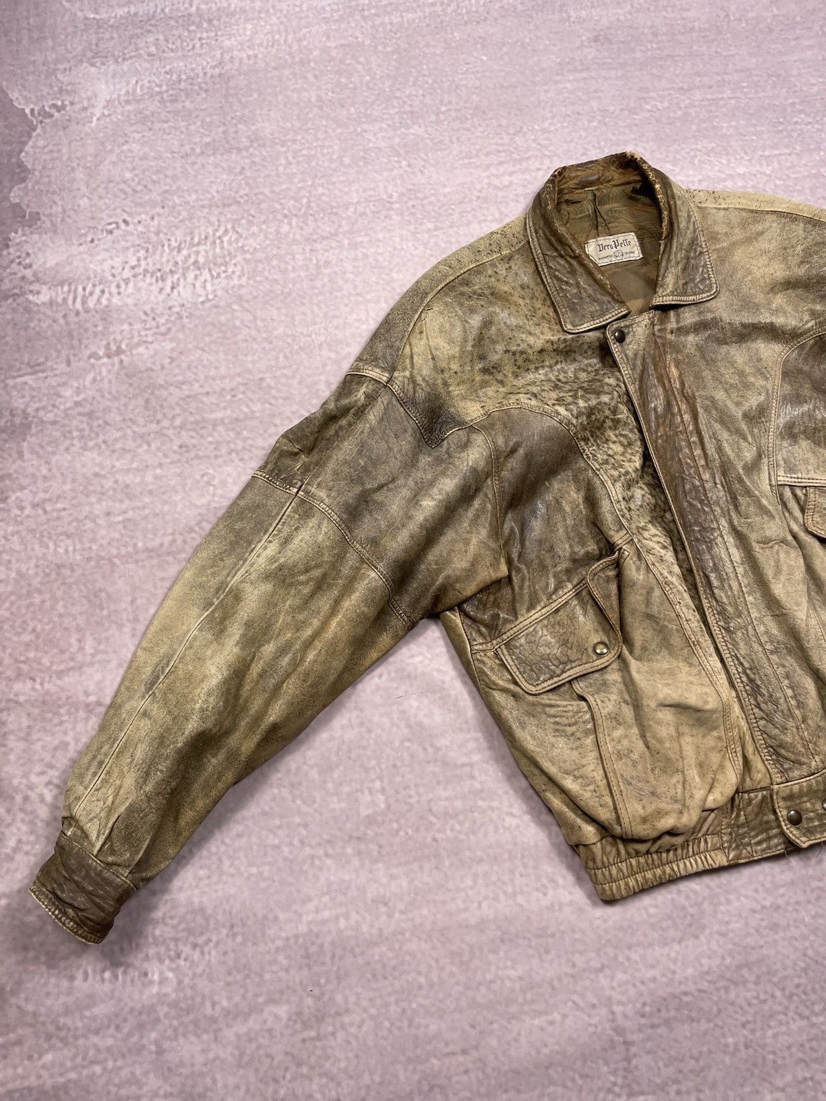 Japanese Brand Vintage Y2K Outfit Vera Pelle Leather Bomber Jacket Size US L / EU 52-54 / 3 - 6 Thumbnail