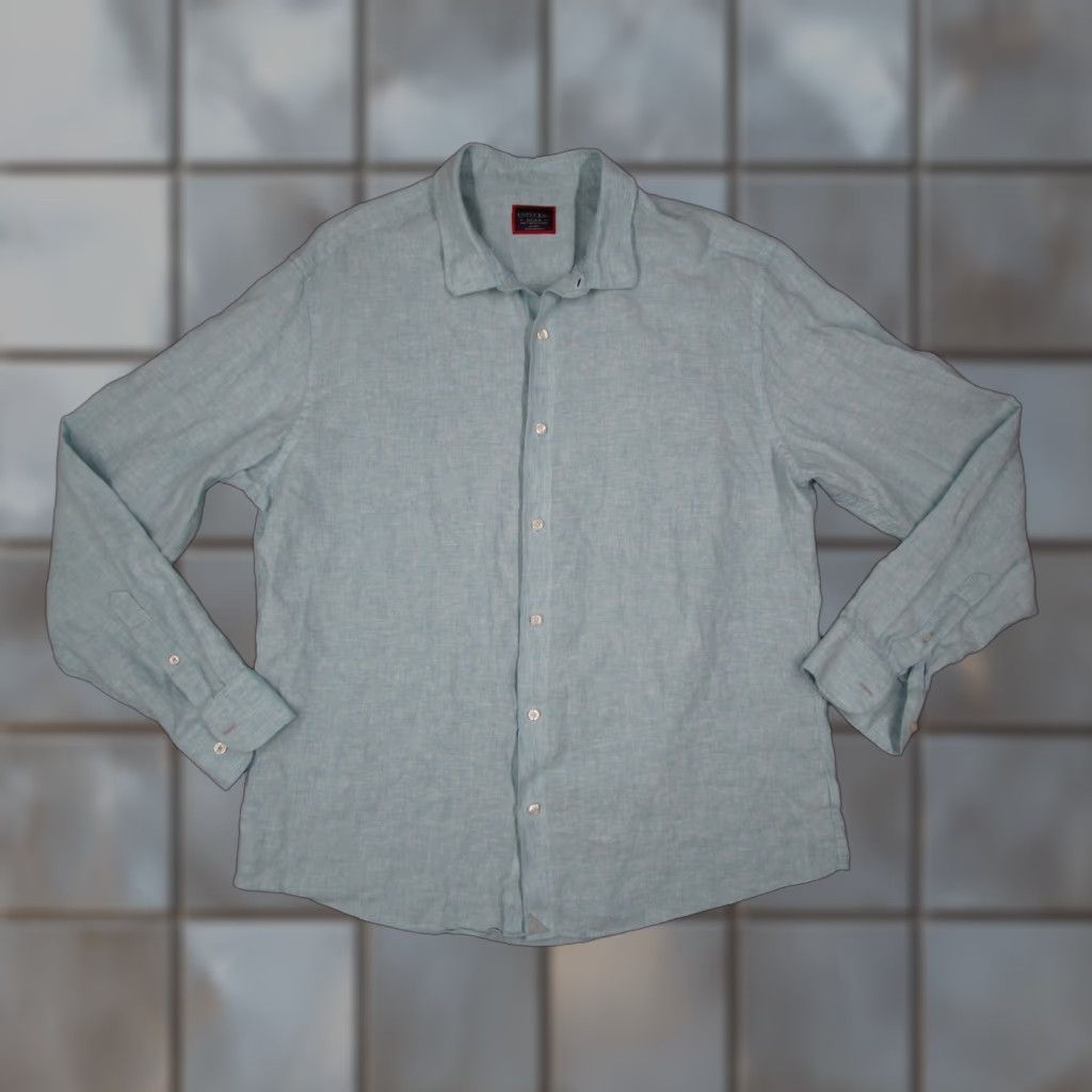 UNTUCKit UNTUCKit Button-Up Shirt Mens 2XL Slim Fit Blue Franconia Linen Long Sleeve Size US XXL / EU 58 / 5 - 1 Thumbnail