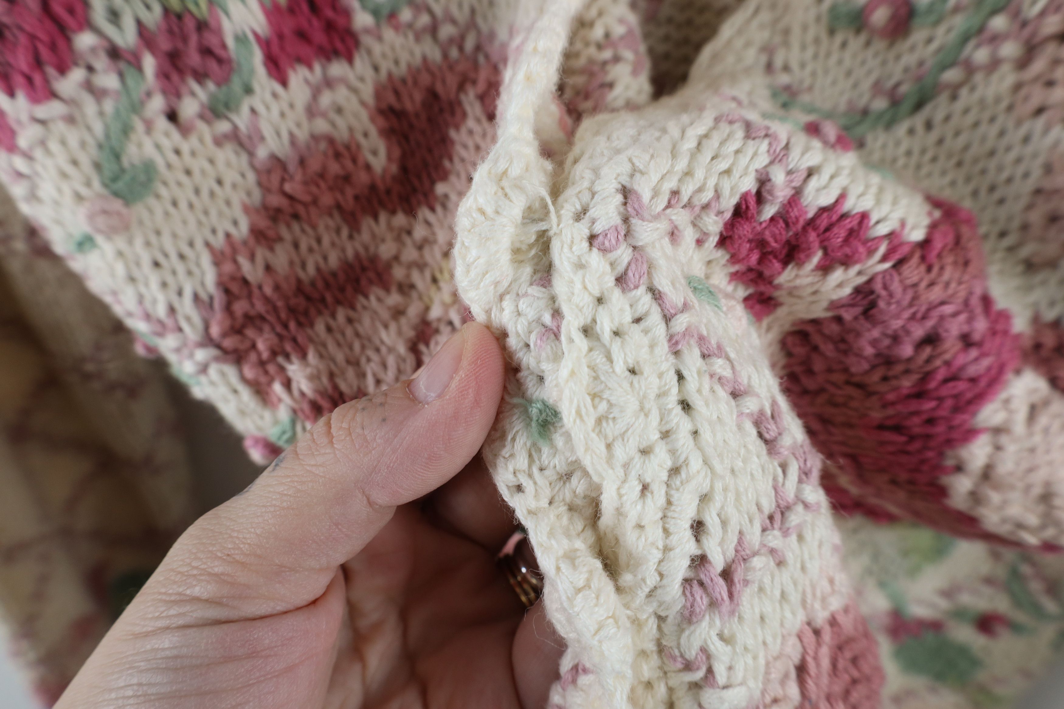 Vintage Vintage 90s Country Primitive Knit Flower Cardigan Sweater Size M / US 6-8 / IT 42-44 - 5 Thumbnail