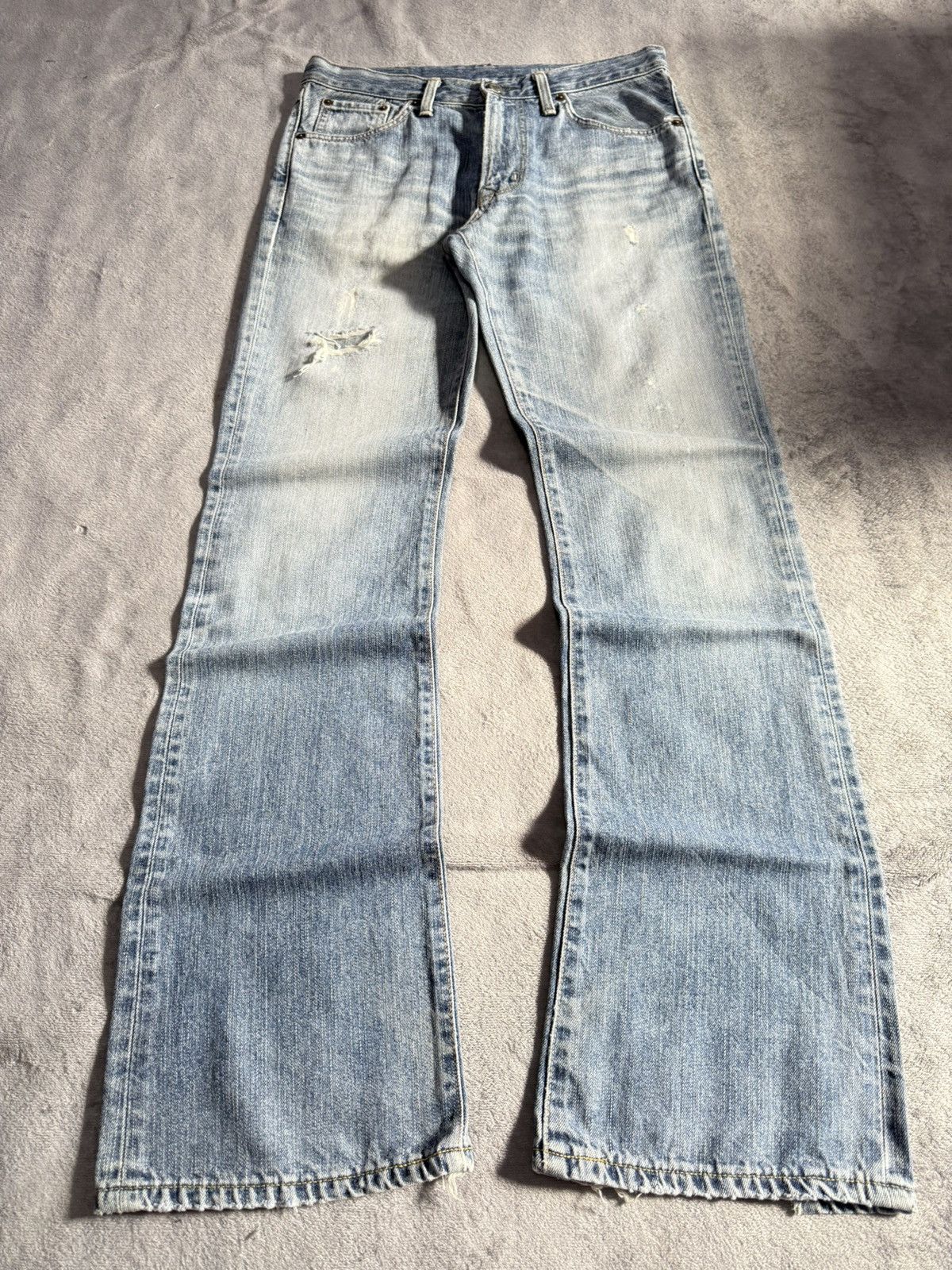 Edwin × Vintage Edwin XV441 Bootcut Flared Natural Distressed Jeans Size US 30 / EU 46 - 1 Thumbnail