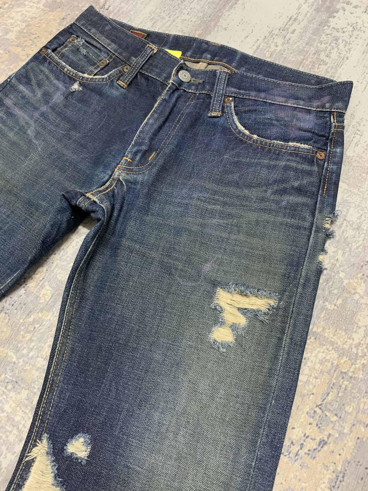 Japanese Brand Edwin 505 Lowrize Selvedge Distressed Denim Jeans W30x32.5 Size US 30 / EU 46 - 8 Thumbnail