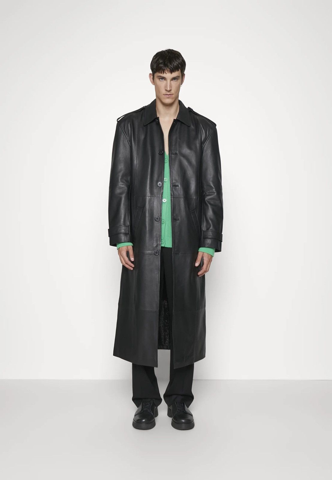 Leather !DS! AW22 Studio ID Long Paneled Leather Black Coat Size US M / EU 48-50 / 2 - 6 Thumbnail