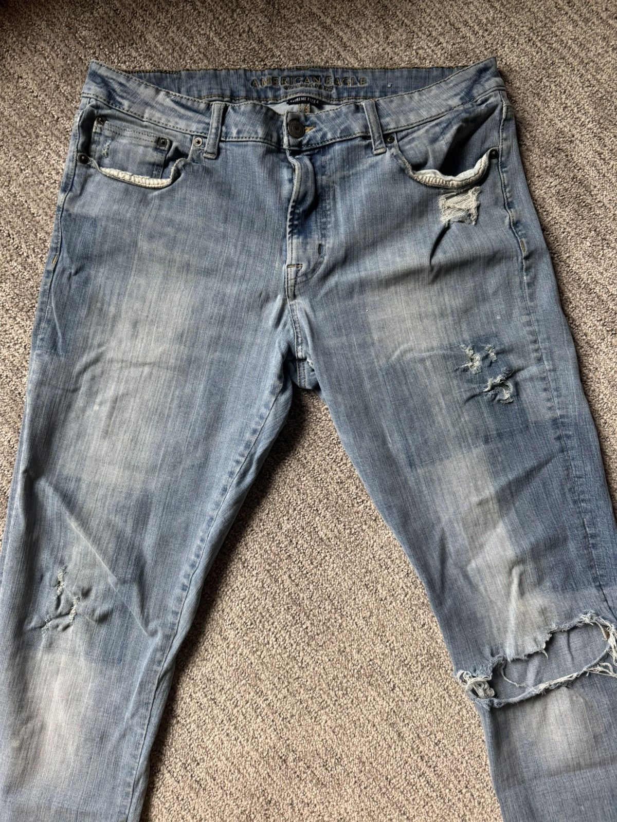 American Eagle Outfitters TALL GUYS!! Distressed Slim Straight Jeans Size US 36 / EU 52 - 3 Thumbnail