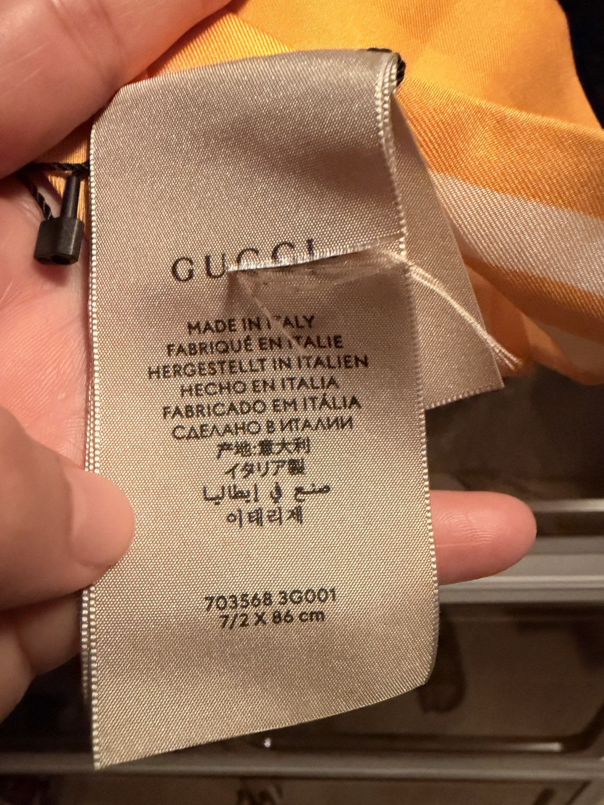 Adidas × Gucci Gucci x Adidas Orange Silk Scarf Rare Trefoil Logo NWT Size ONE SIZE - 8 Thumbnail