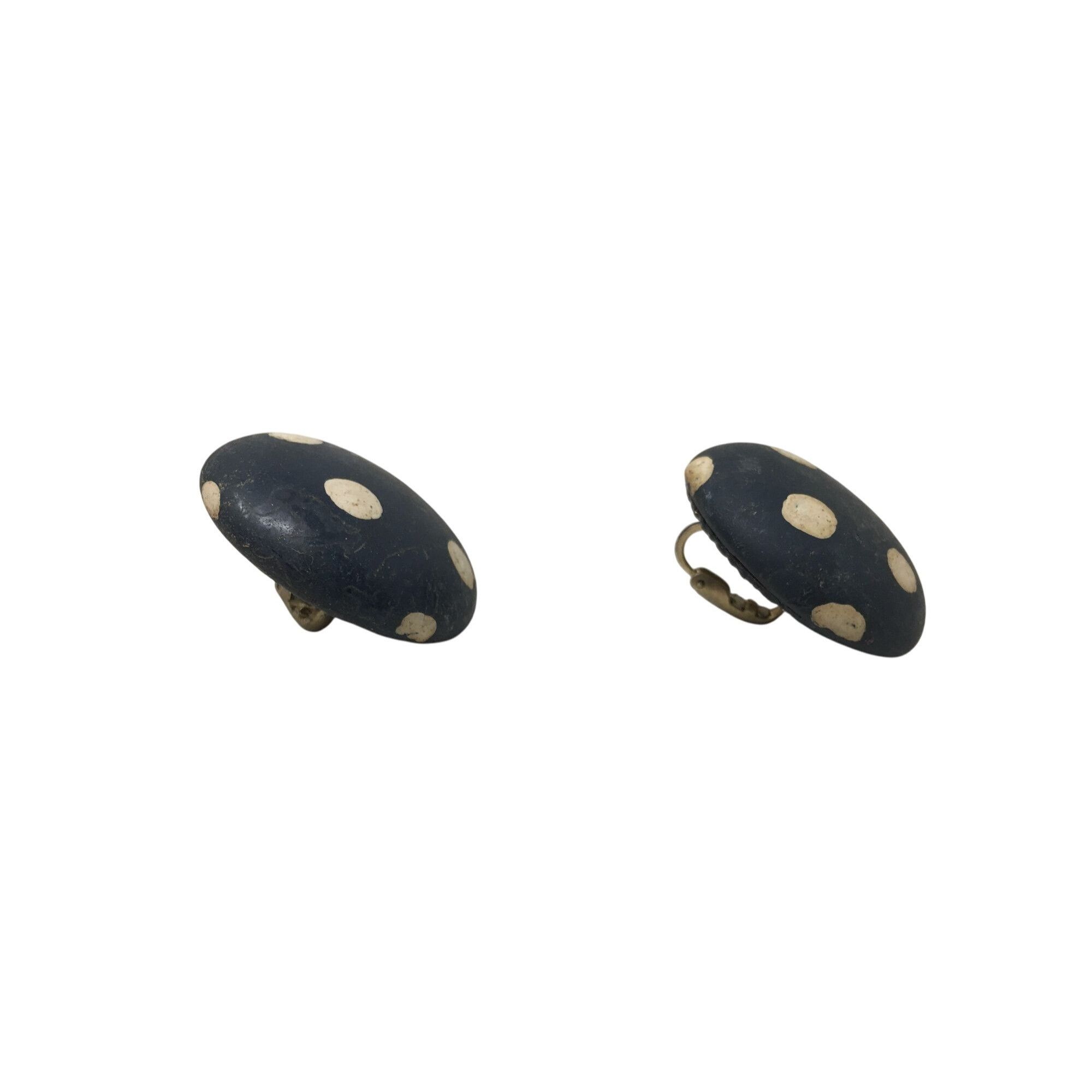 Other Women's Round Navy Blue Clip on Earrings with White Polka Do Size ONE SIZE - 4 Thumbnail