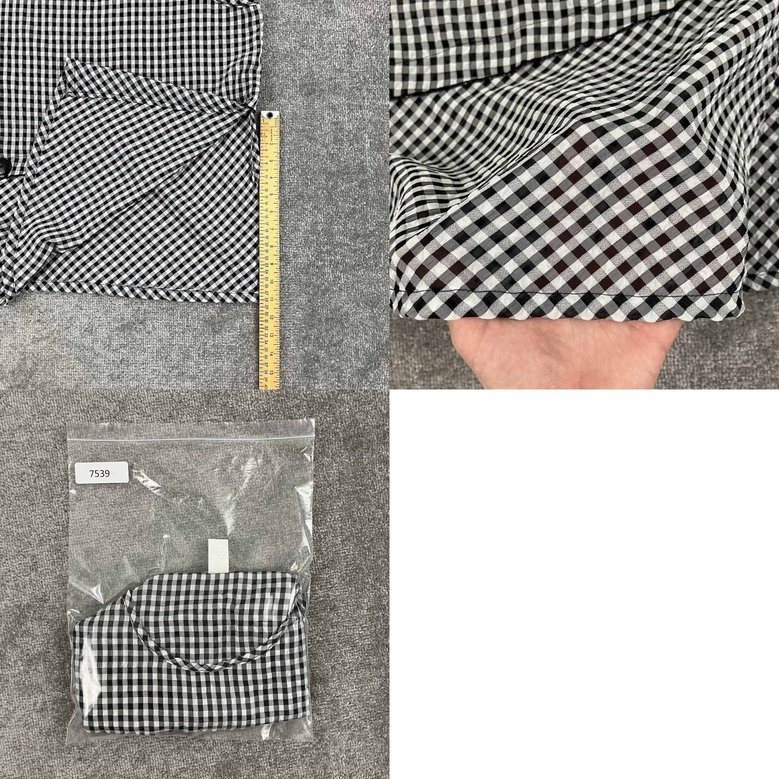 Vintage YUSHI Top Women XL Black White Plaid Asymmetric Slit Scoop Neck Blouse Sheer USA Size XL / US 12-14 / IT 48-50 - 8 Thumbnail