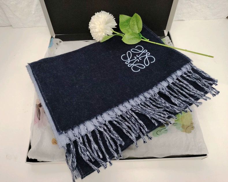 Loewe LOEWE Blue embroidered scarf Size ONE SIZE - 3 Thumbnail