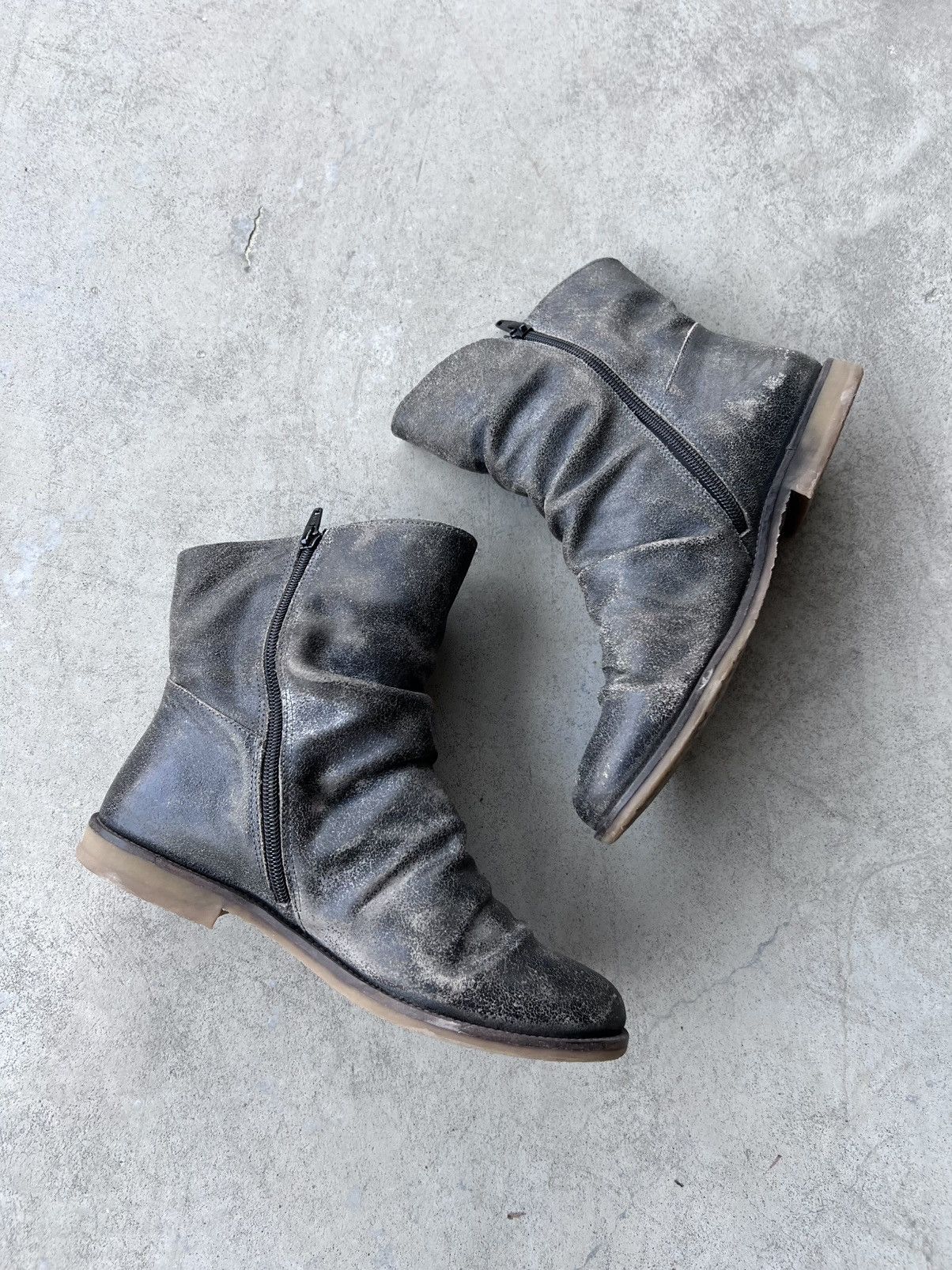 Japanese Brand Faded Ruched Leather A.S.98 Guidi Style Boots Size US 8 / IT 38 - 5 Thumbnail