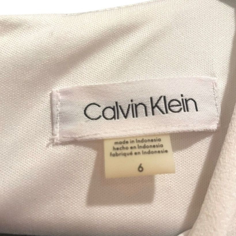 Calvin Klein Calvin Klein White Mesh Hem Fit-&-Flare Dress Classic Size 6 Size M / US 6-8 / IT 42-44 - 6 Thumbnail