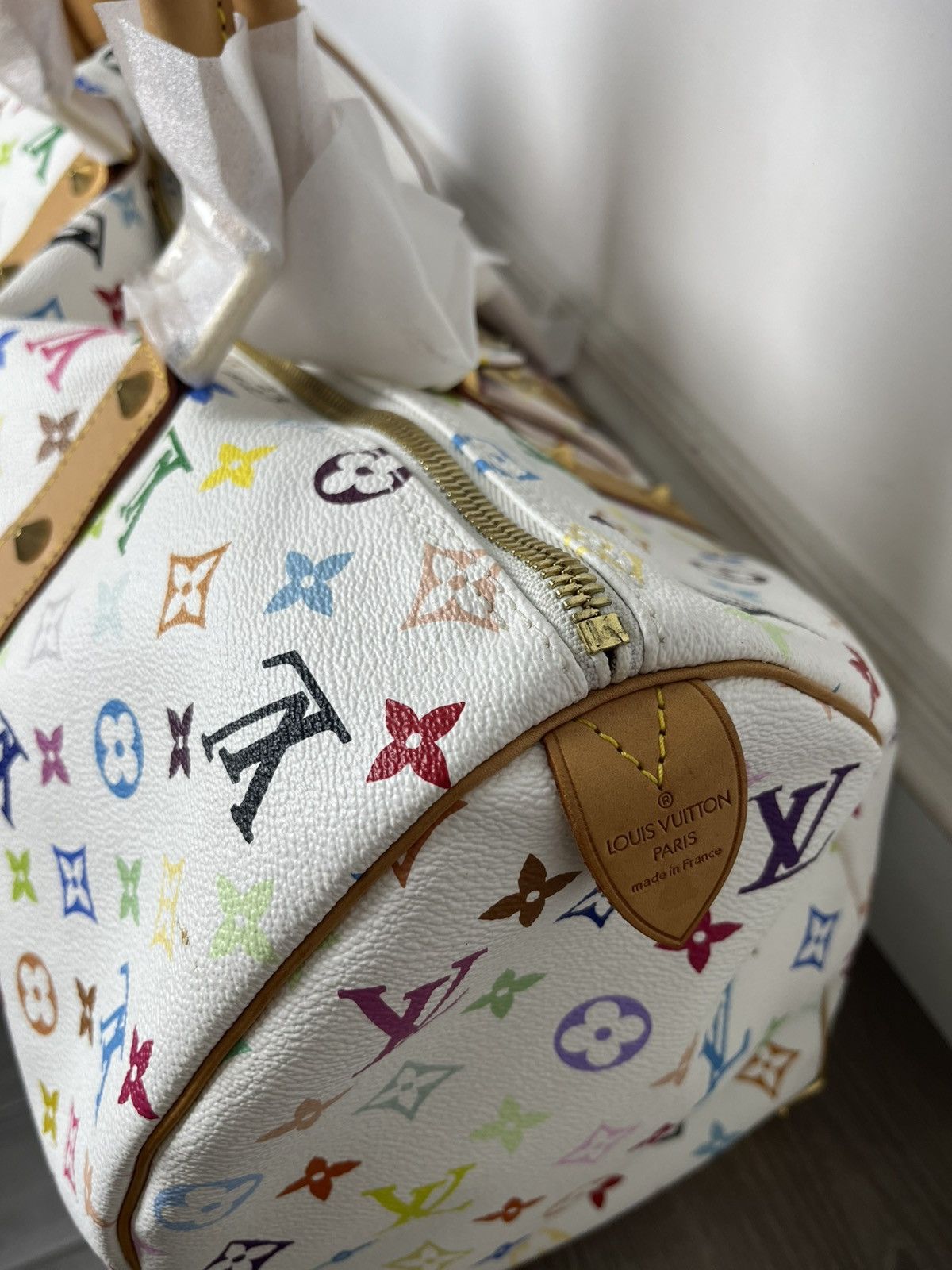 Louis Vuitton Louis Vuitton White Murakami Monogram Keepal 45 Size ONE SIZE - 8 Thumbnail