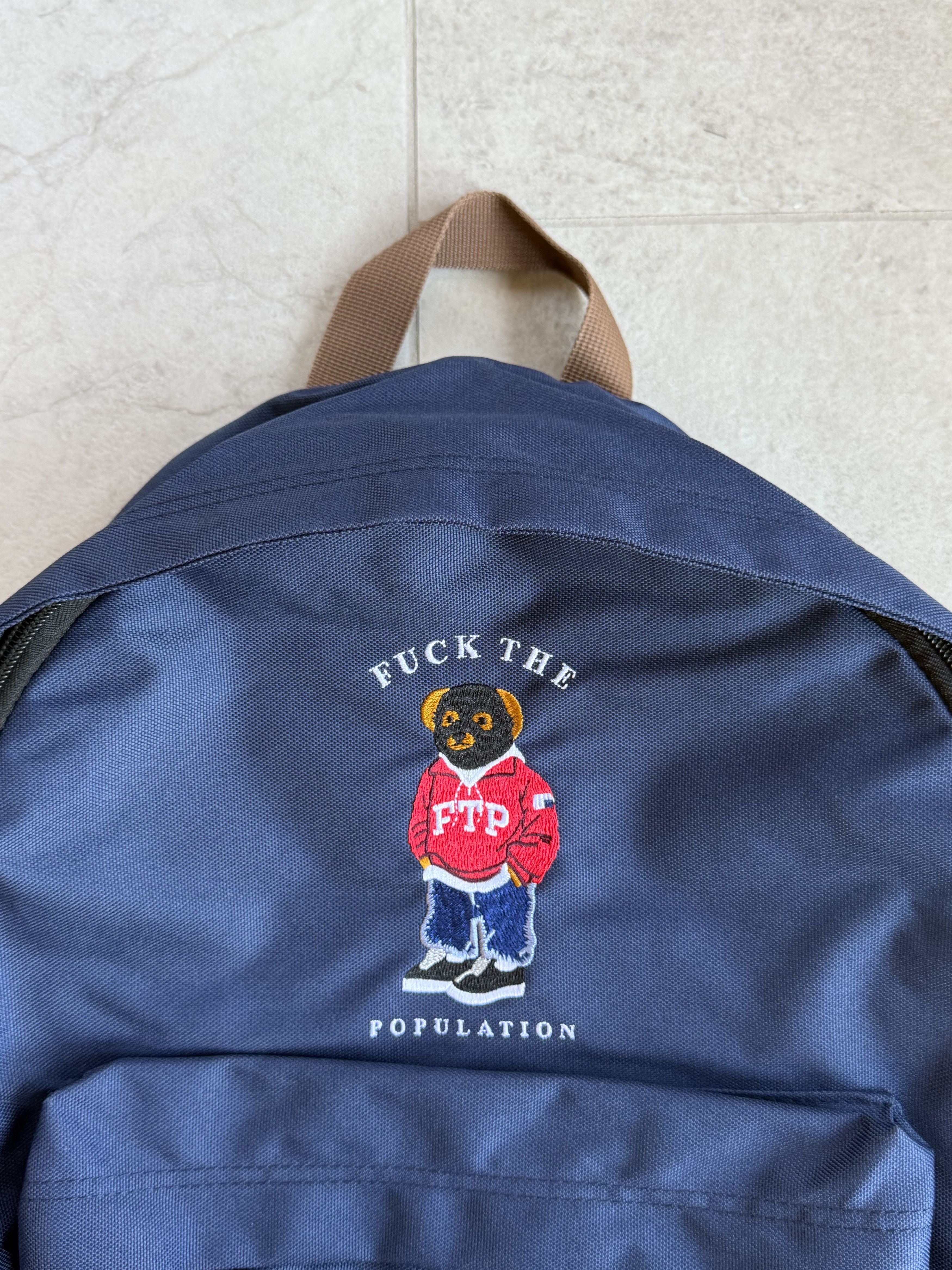 Fuck The Population FTP Bear Backpack in Navy Size ONE SIZE - 2 Thumbnail