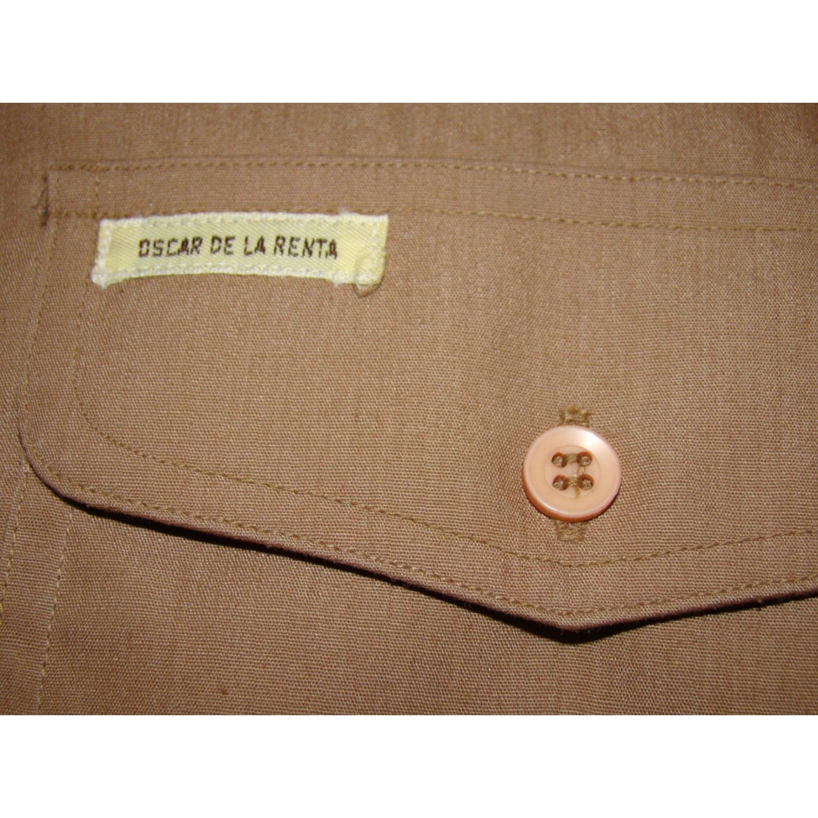 Oscar De La Renta VINTAGE Oscar De La Renta Mens XL Safari Style Epaulets Brown Button Down Shirt Size US XL / EU 56 / 4 - 2 Thumbnail