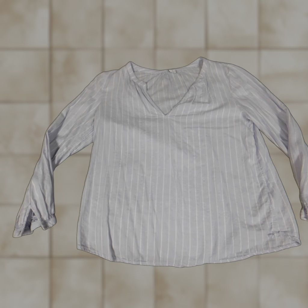 Old Navy Old Navy Womens Blouse S Purple Striped Pullover Collared Shirt (Casual) Cotton Viscoe Sheer Button" Size S / US 4 / IT 40 - 1 Thumbnail