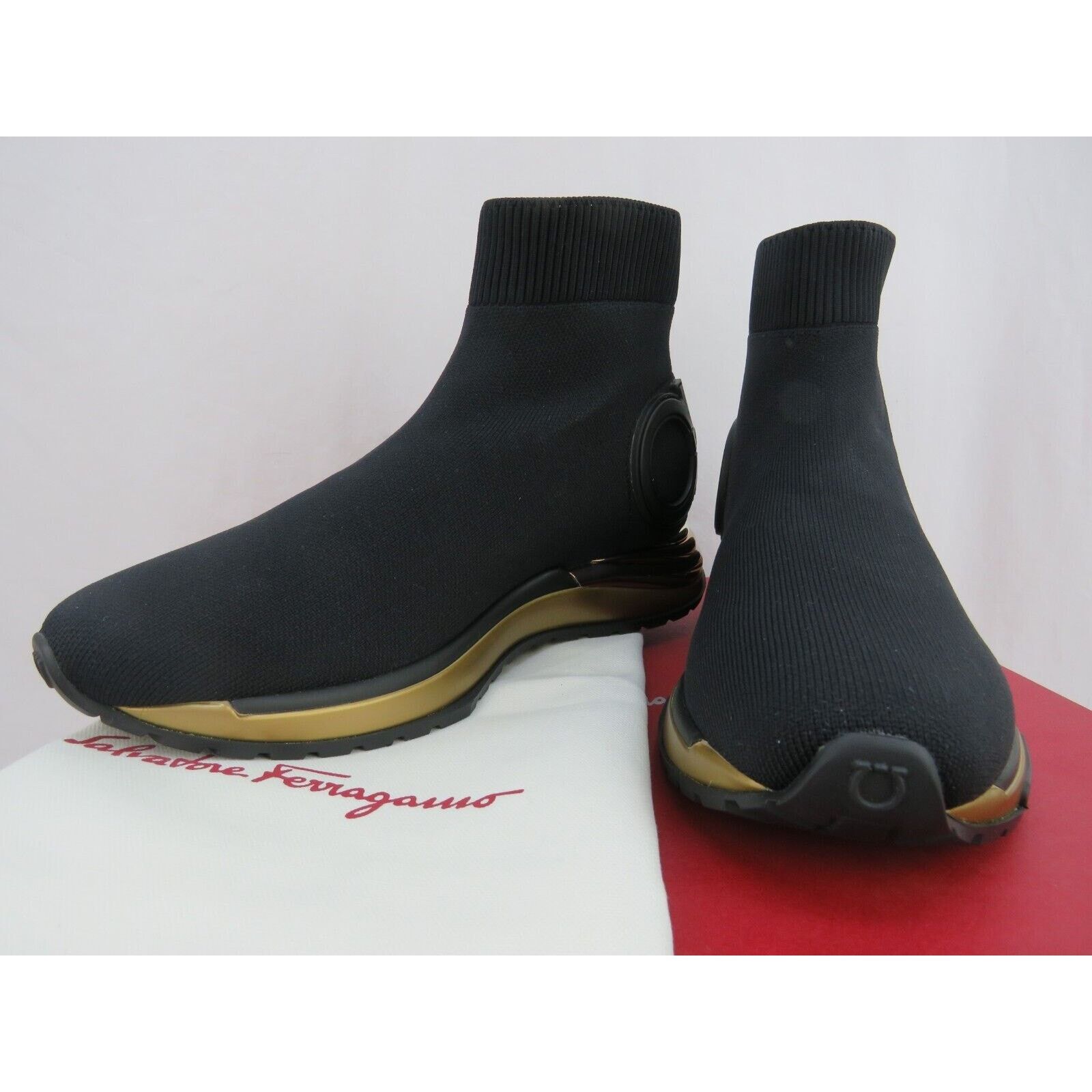 Salvatore Ferragamo FERRAGAMO GARDENA BLACK KNIT GANCINI LOGO SOCK BOOTS 6.5 C Size US 6.5 / IT 36.5 - 8 Thumbnail
