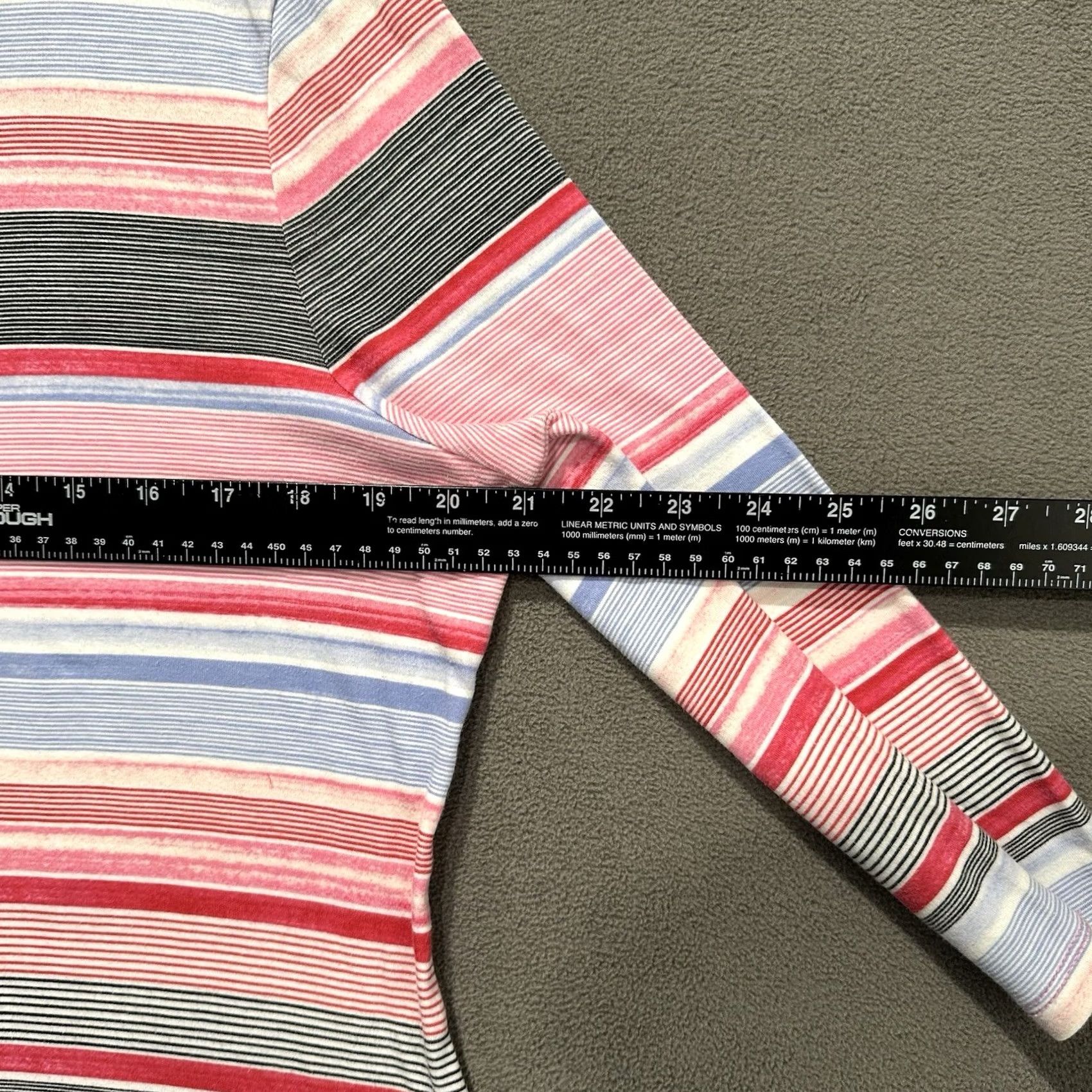 Charter Club Charter Club Womens PL Pink Striped Blouse 3/4 Sleeve Boat Neck Button EUC Top Size L / US 10 / IT 46 - 6 Thumbnail