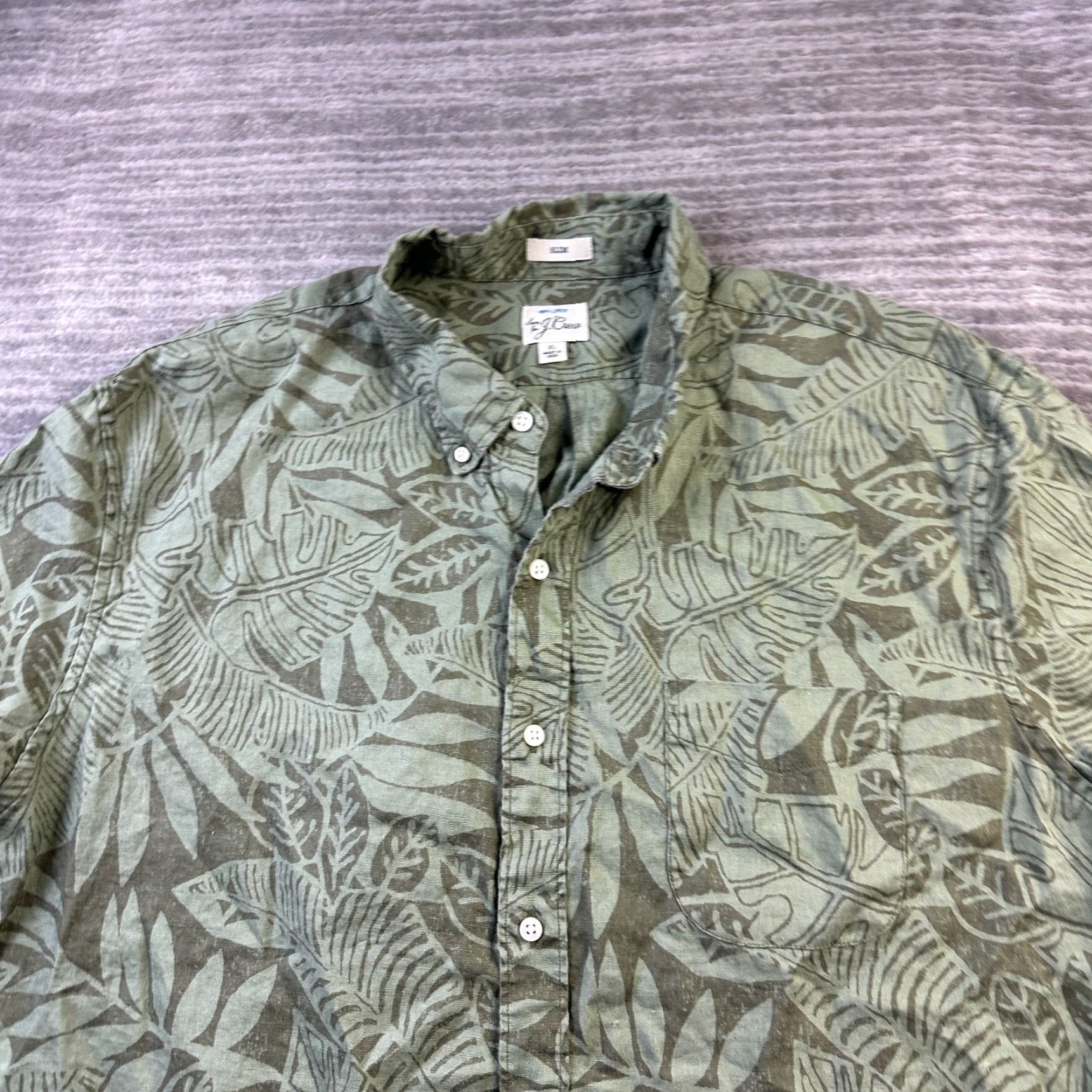 J.Crew J Crew Shirt Mens Extra Large Green Camp Linen Floral Hawaiian Slim Size US XL / EU 56 / 4 - 3 Thumbnail