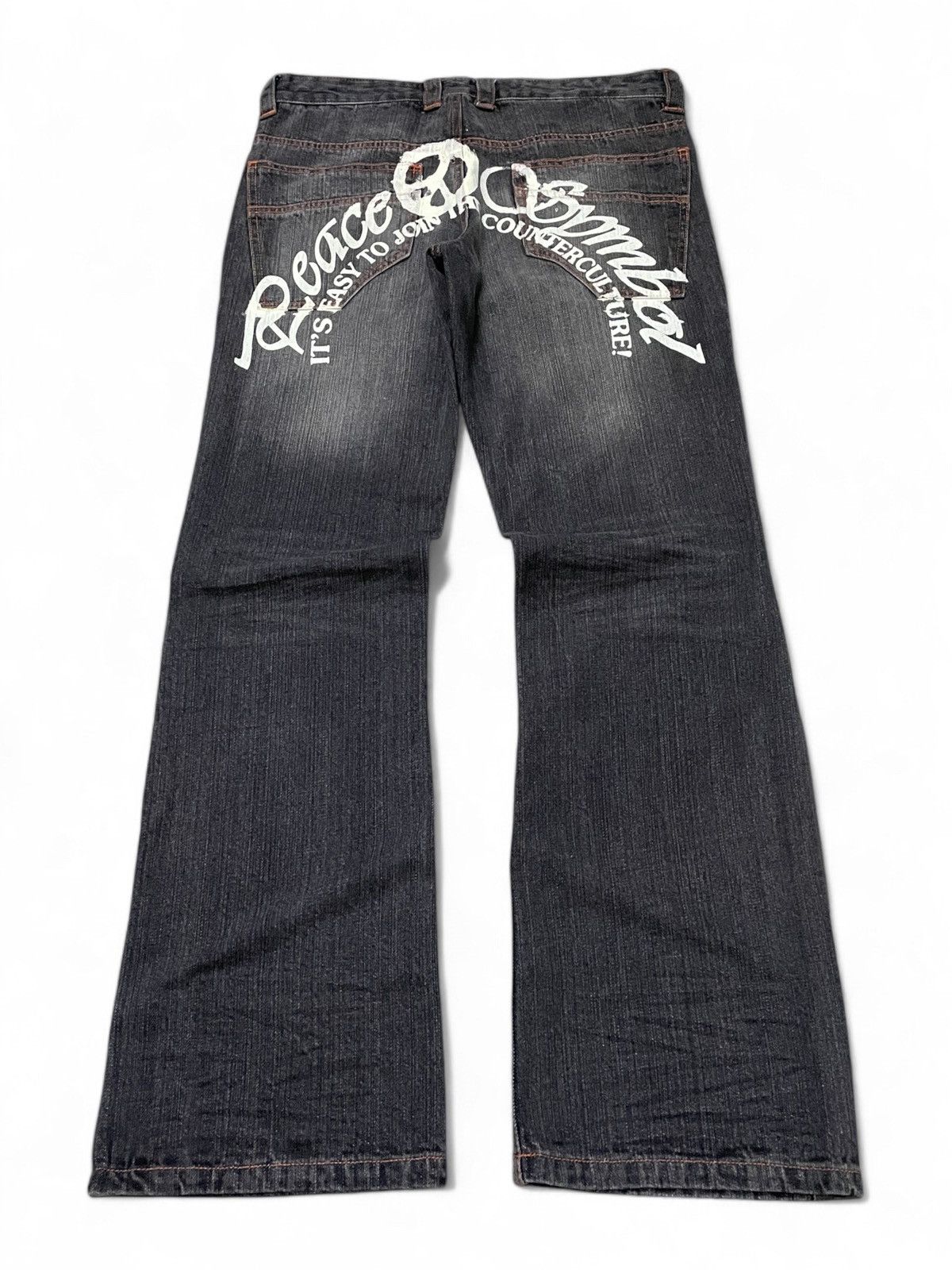 Japanese Brand × Le Grande Bleu (L.G.B.) × Vintage Peace Symbol Japanese Brand Flared Denim Jeans Size US 30 / EU 46 - 1 Thumbnail