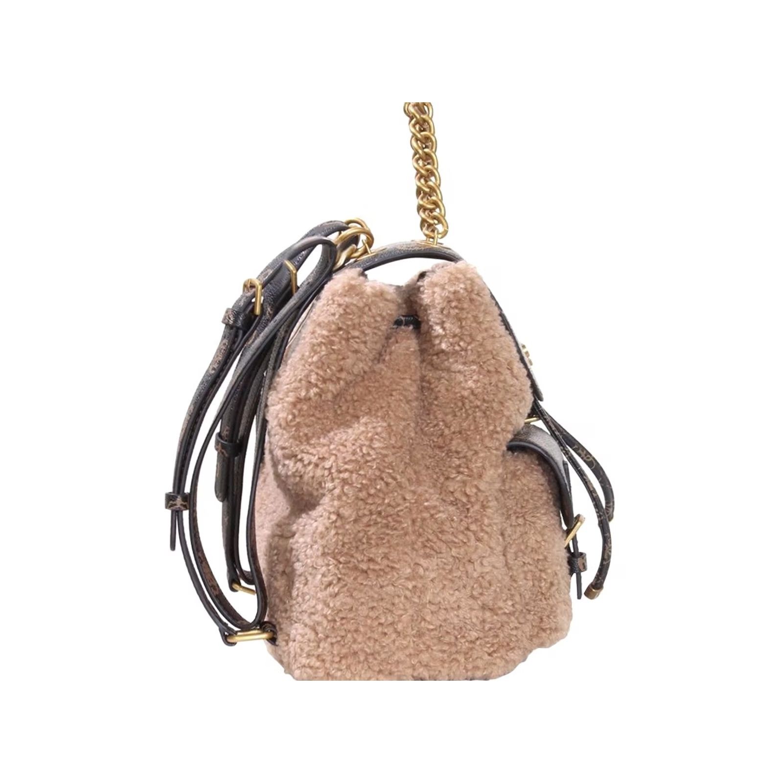 Guess Guess Women's No-Limit Flap Backpack Faux Fur Bag Mocha Multi Size ONE SIZE - 2 Thumbnail
