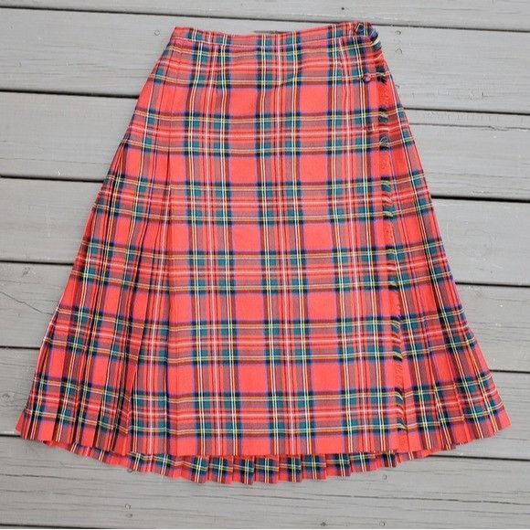 Designer × Vintage Vintage 90s y2k School Girl Wool Kilt Tartan Plaid Skirt Size 27" / US 4 / IT 40 - 3 Thumbnail