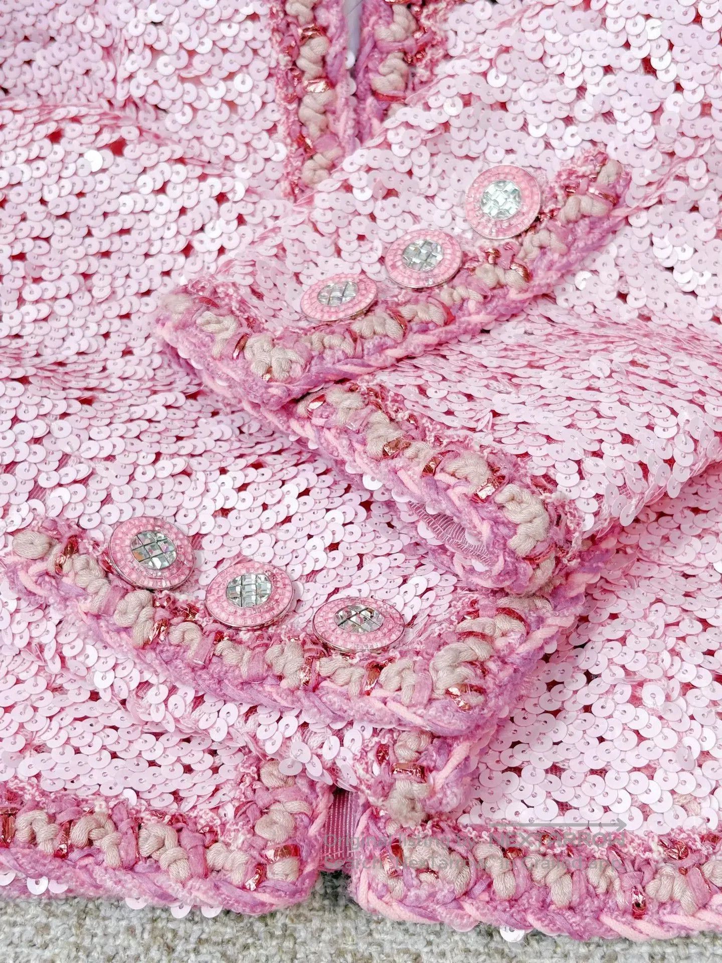Chanel Chanel 23C Pink Sequin Knit Jacket. Size US L / EU 52-54 / 3 - 5 Thumbnail