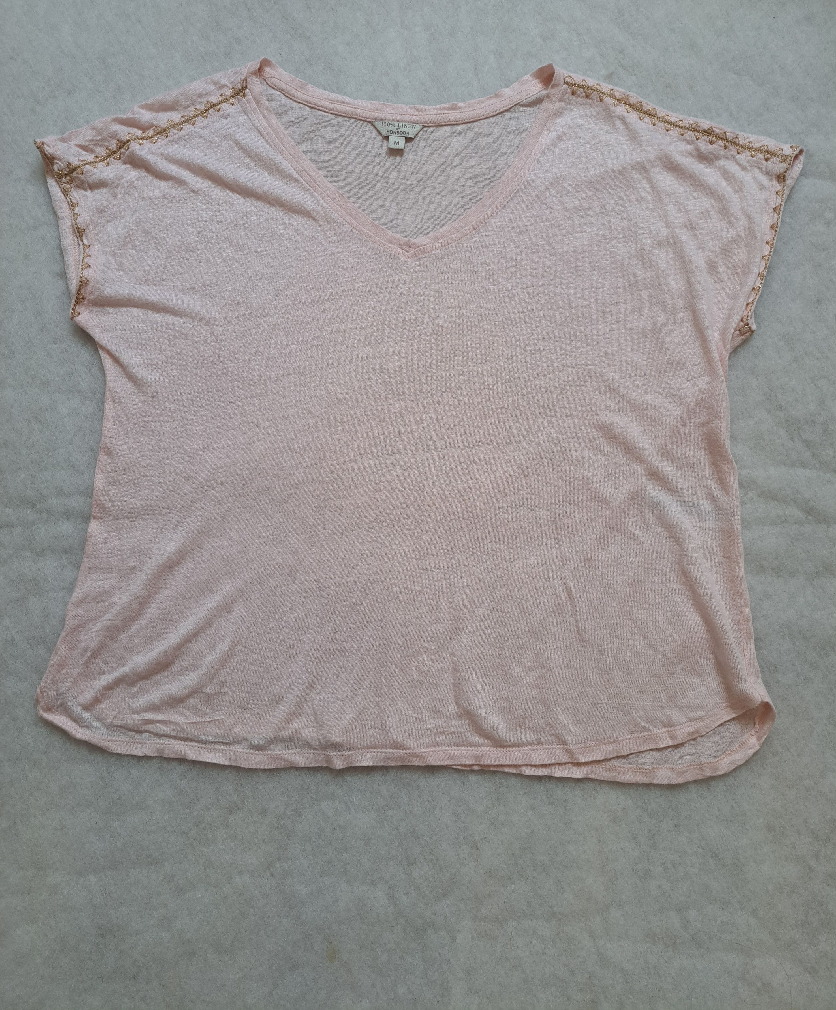 Designer Monsoon linen pink t-shirt tshirt M. Size M / US 6-8 / IT 42-44 - 4 Thumbnail
