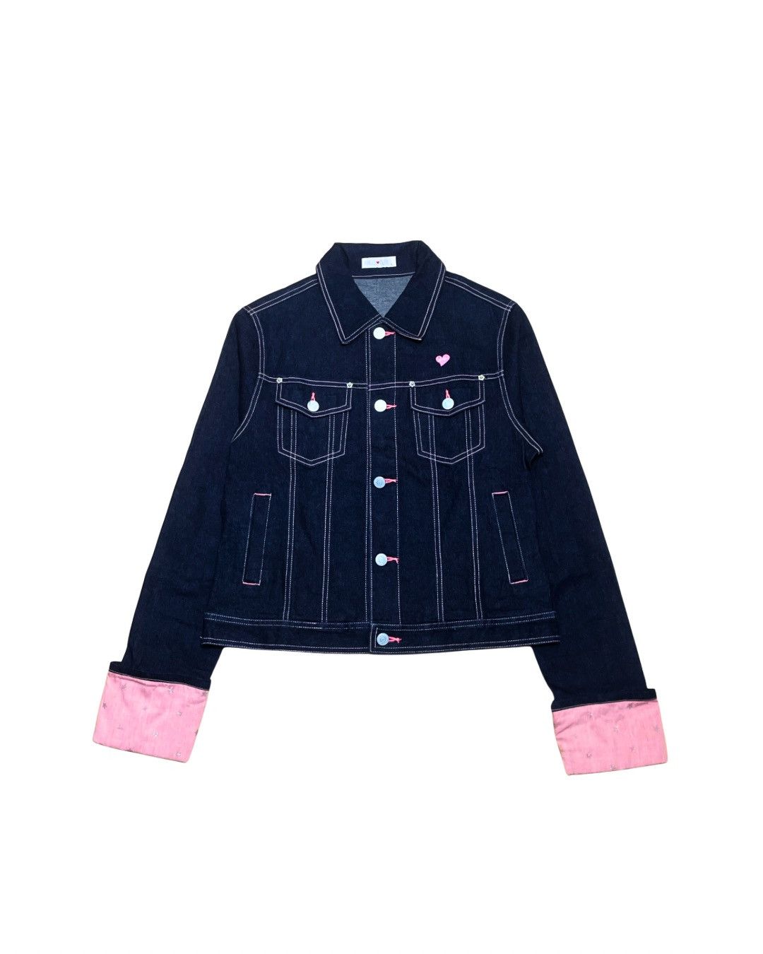 Angel Blue Angel Blue Pink Cuff Denim Jacket Size S / US 4 / IT 40 - 2 Thumbnail