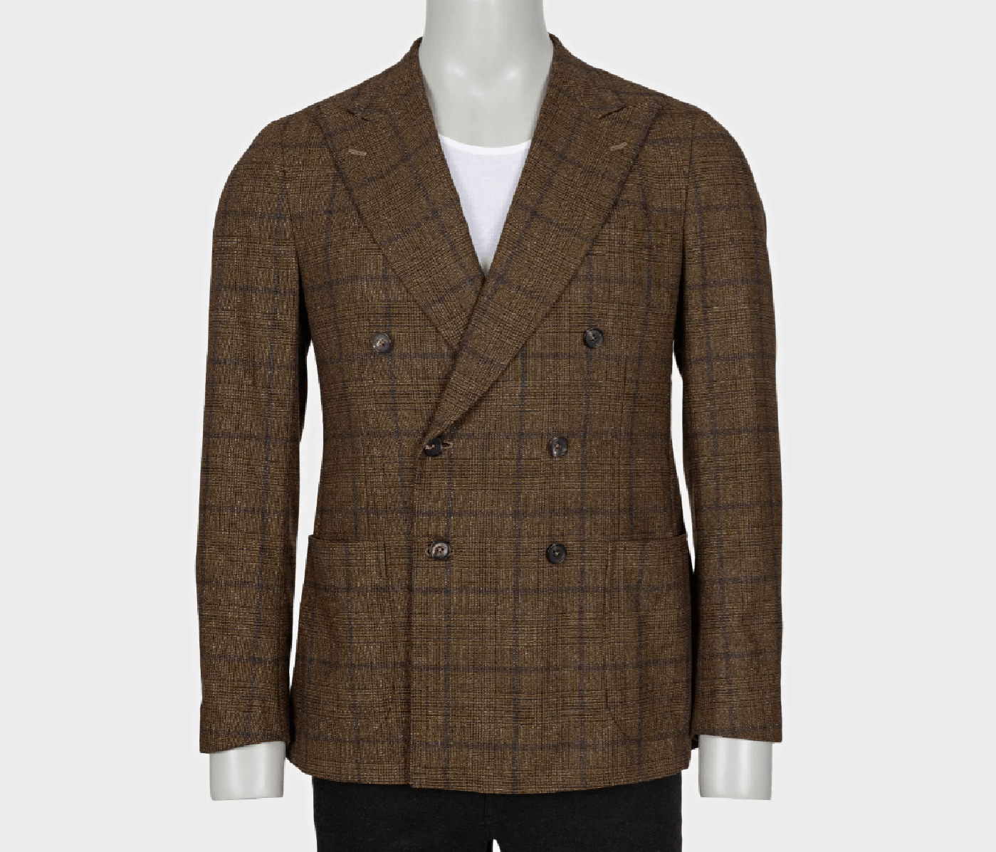 Isaia Isaia men’s brown checkered double-breasted wool jacket Size 50L - 1 Thumbnail