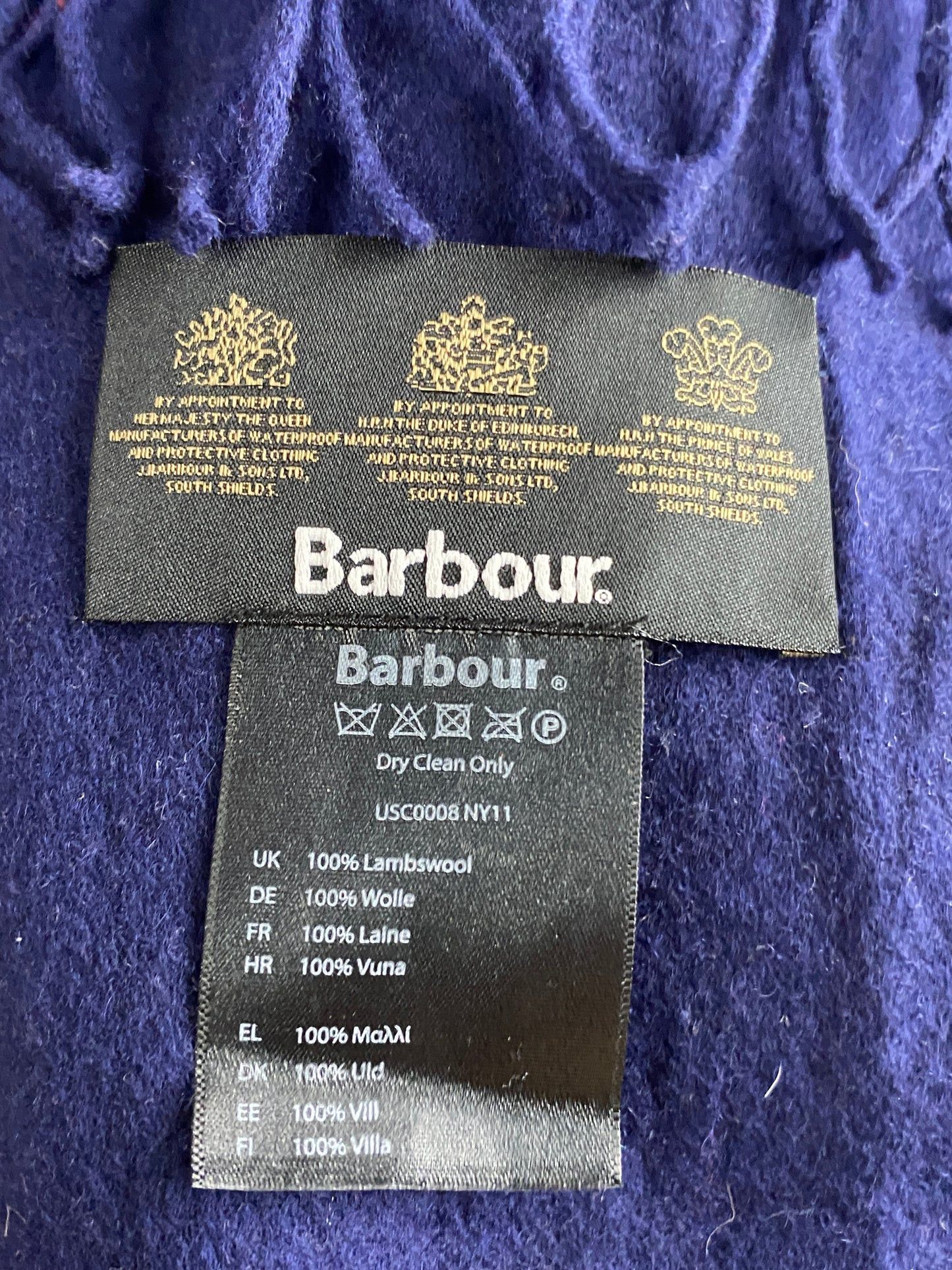 Barbour × Vintage Barbour Vintage Scarf - Navy Blue Wool Size ONE SIZE - 4 Thumbnail