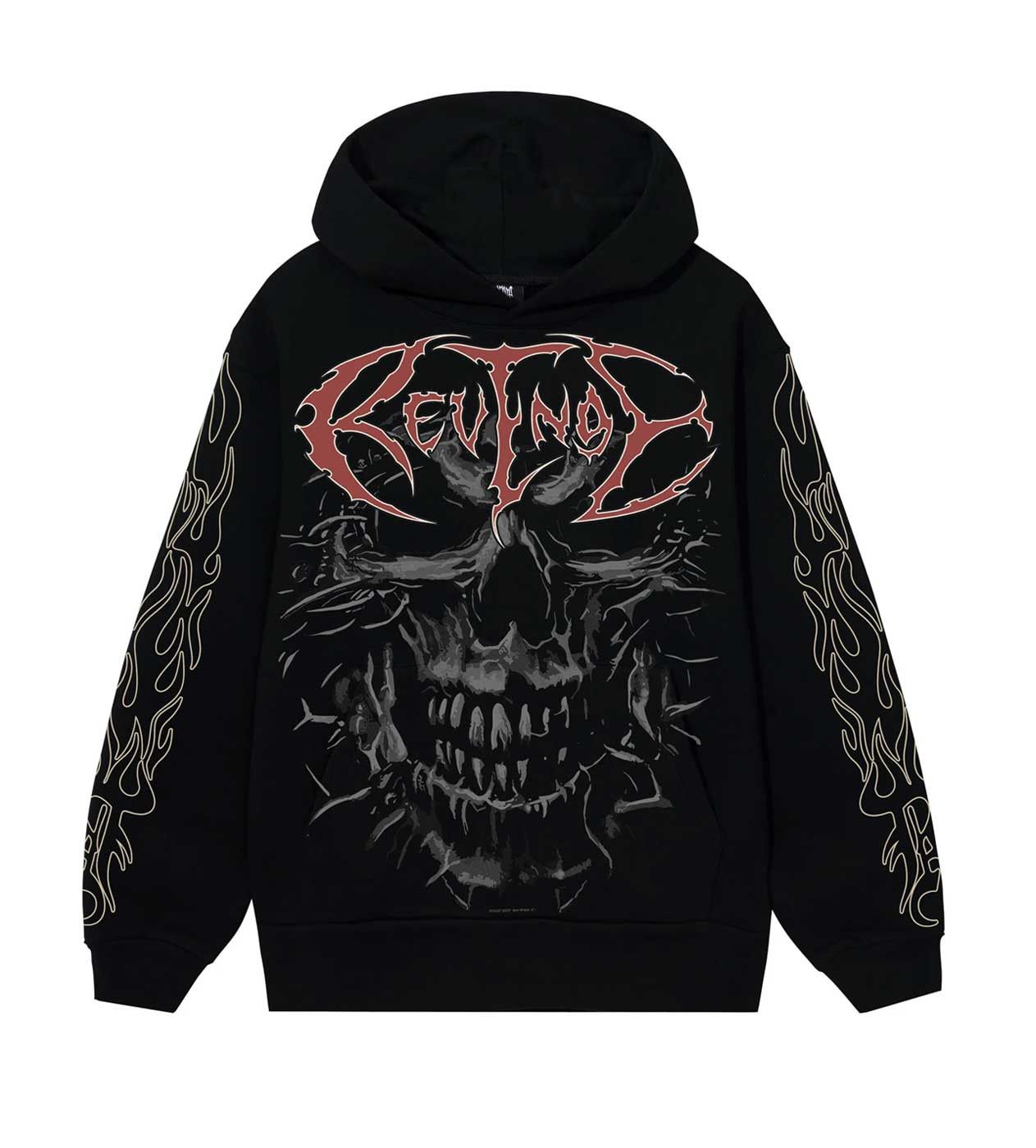 Skull Flame Hoodie Black