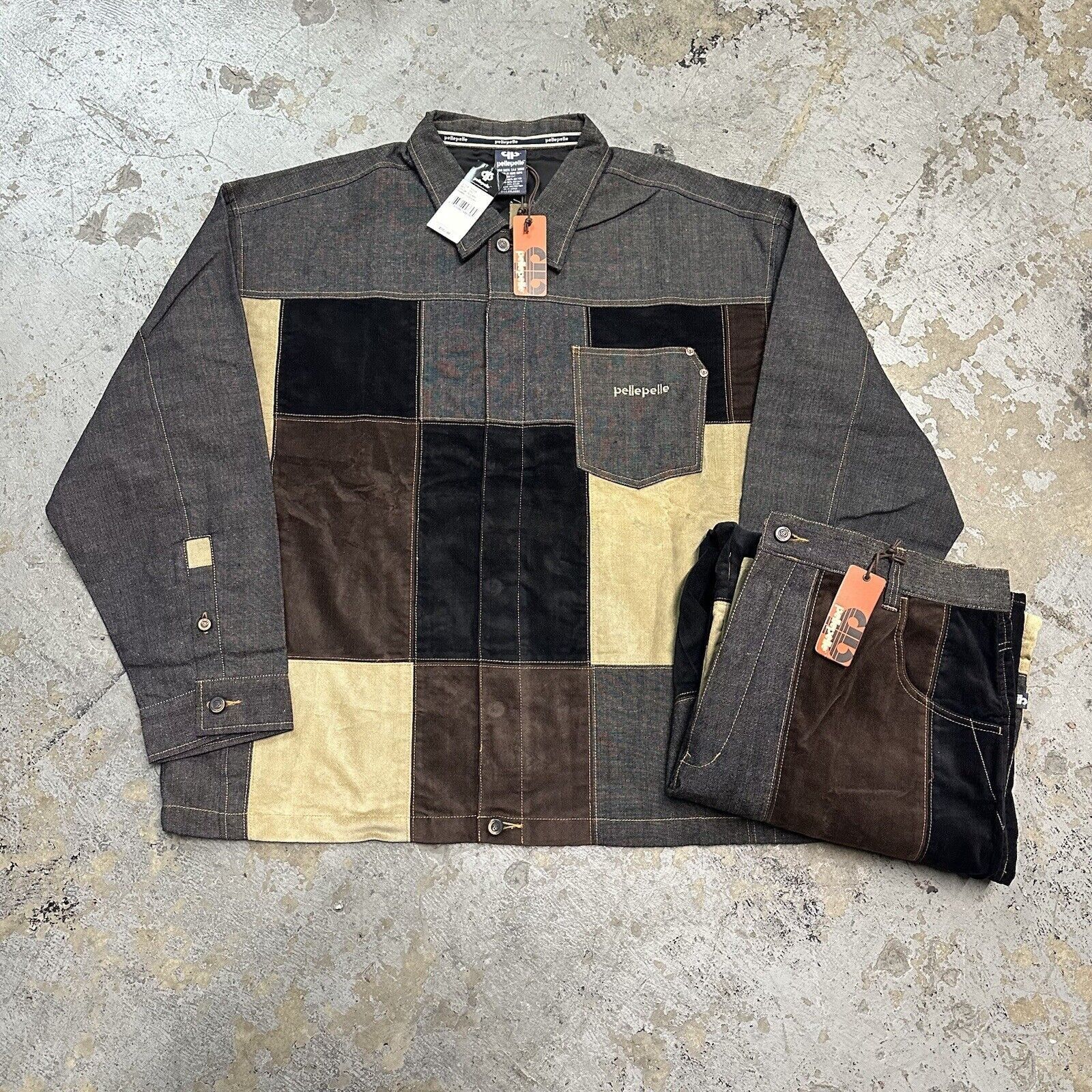 Fubu × JNCO × Pelle Pelle NWT Vintage Pelle Pelle Baggy Patchwork Full Set NEW Size US XXL / EU 58 / 5 - 1 Thumbnail