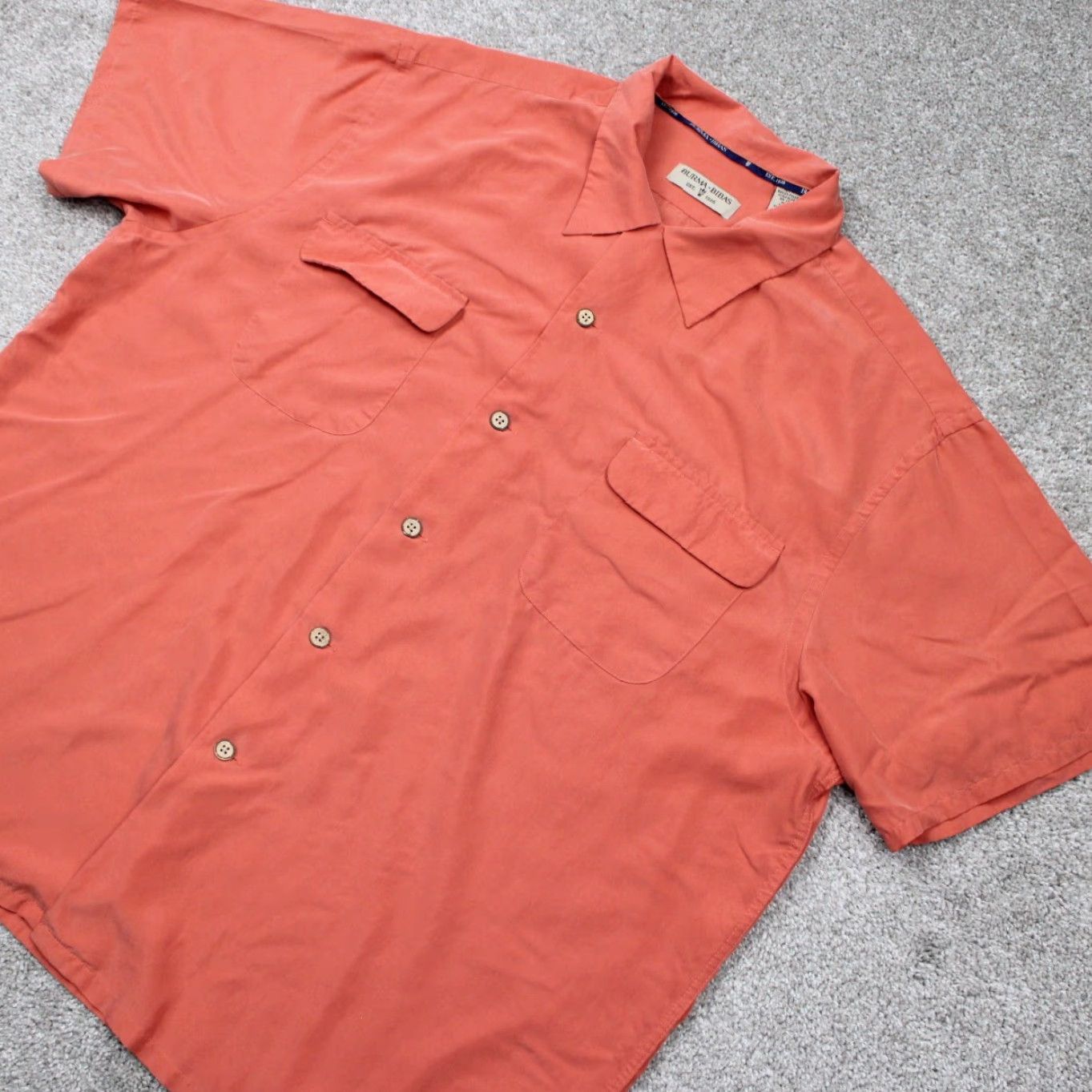 Vintage Burma Bibas Shirt Mens 2XL Orange Button-Up Long Sleeve Solid Modal Rayon Poly Blend Cartoon? Size US XXL / EU 58 / 5 - 3 Thumbnail