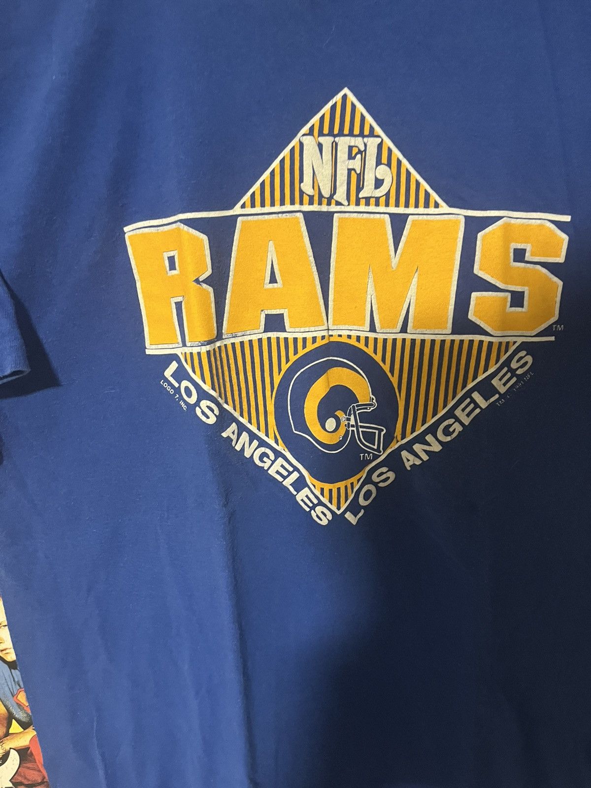 Logo 7 Vintage 90’s 1991 Los Angeles Rams NFL Football USA made Tee Size US L / EU 52-54 / 3 - 3 Thumbnail