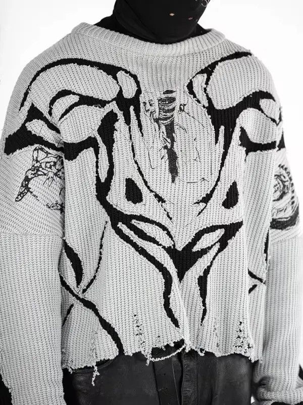 Japanese Brand Y2k style pullover sweater with holes in Harajuku style Size US L / EU 52-54 / 3 - 4 Thumbnail