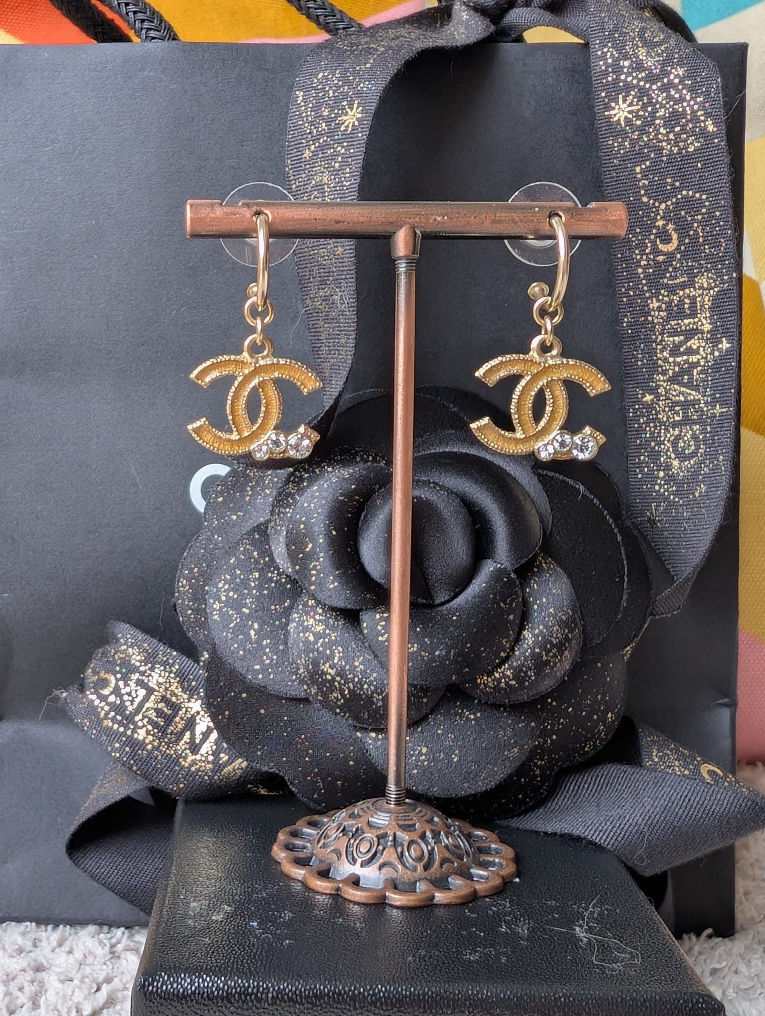 Chanel Chanel CC 10A GHW Crystal Dangling CoCoMarkEarrings Box Size ONE SIZE - 6 Thumbnail