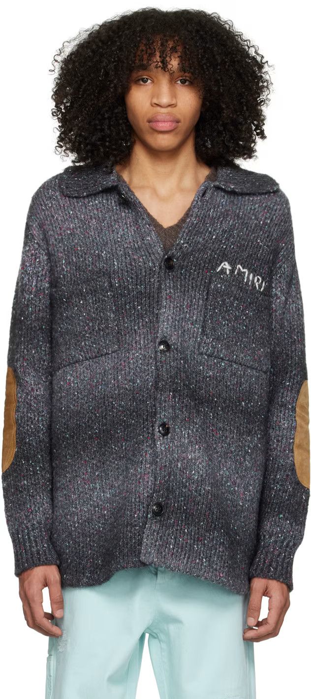 Amiri o1y0525 Logo Cardigan in Lead Size US S / EU 44-46 / 1 - 1 Thumbnail