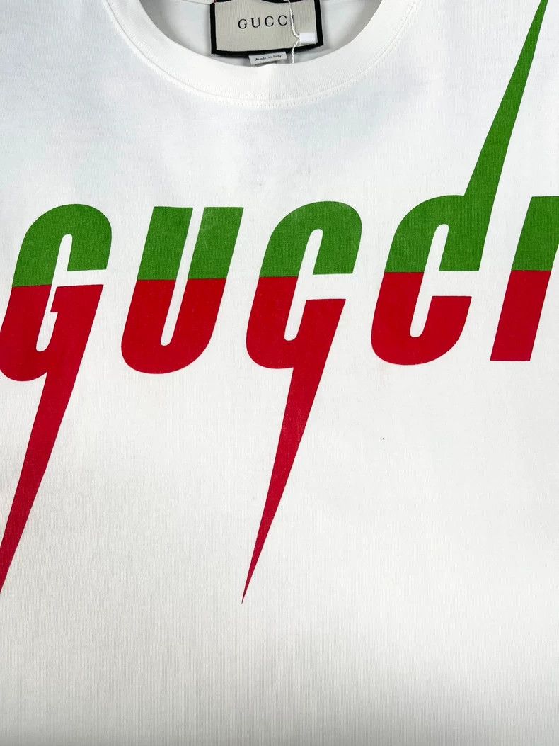 Gucci Gucci White Lightning Logo Red Green Striped Short-sleeved Size US M / EU 48-50 / 2 - 3 Thumbnail