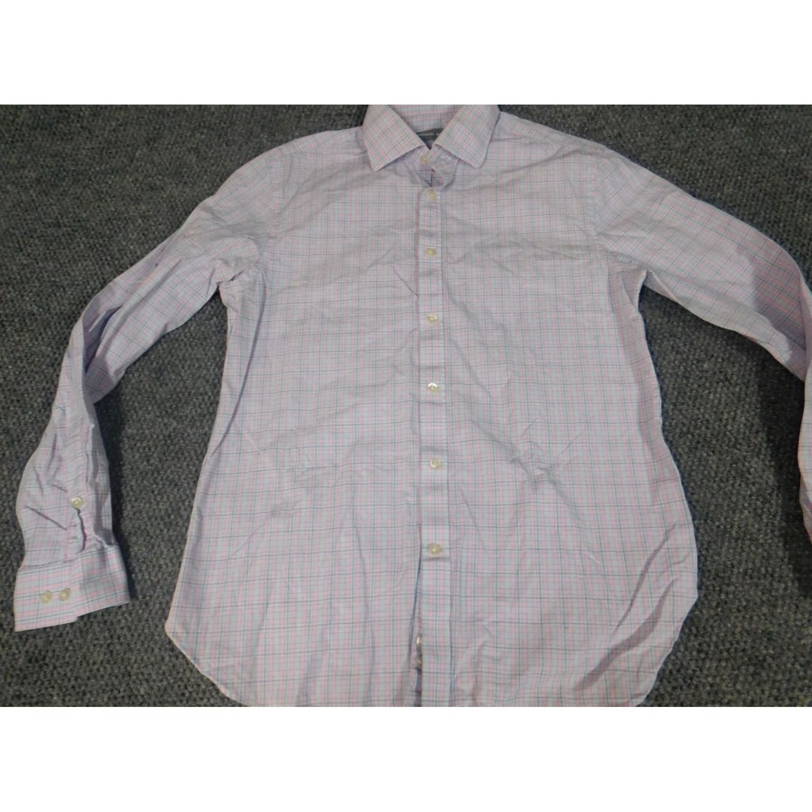 Michael Kors Michael Kors Mens Shirt Medium pink plaid button down slim fit Size US M / EU 48-50 / 2 - 3 Thumbnail