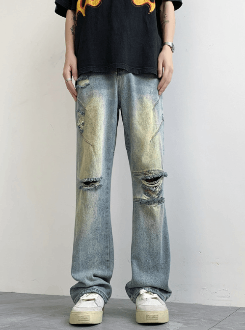 Japanese Brand × Jean American street trend cleanfit men's ripped jeans Size US 32 / EU 48 - 1 Thumbnail