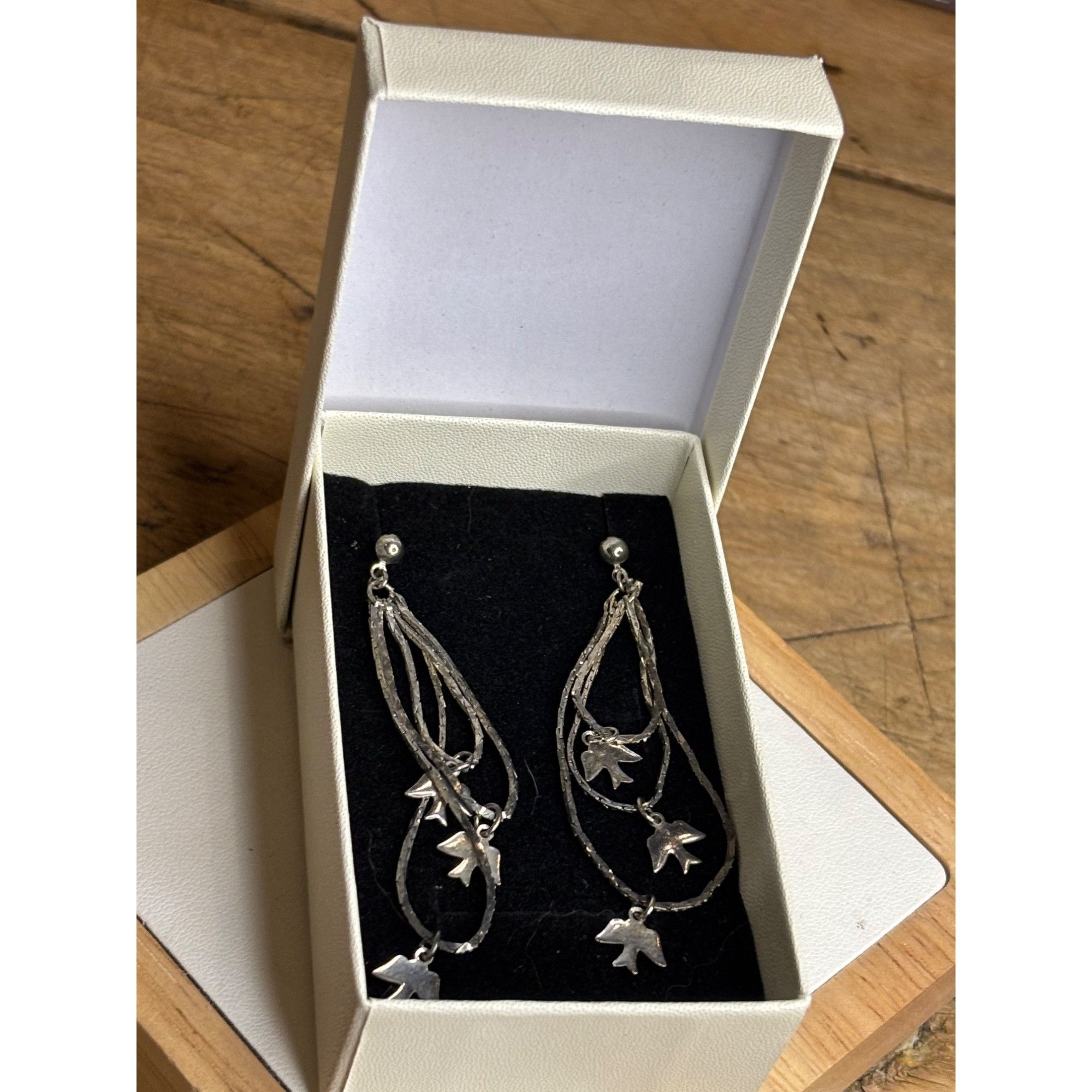 Other Silver Dangle Earrings With Bird Charms & Twisted Chains For Size ONE SIZE - 2 Thumbnail