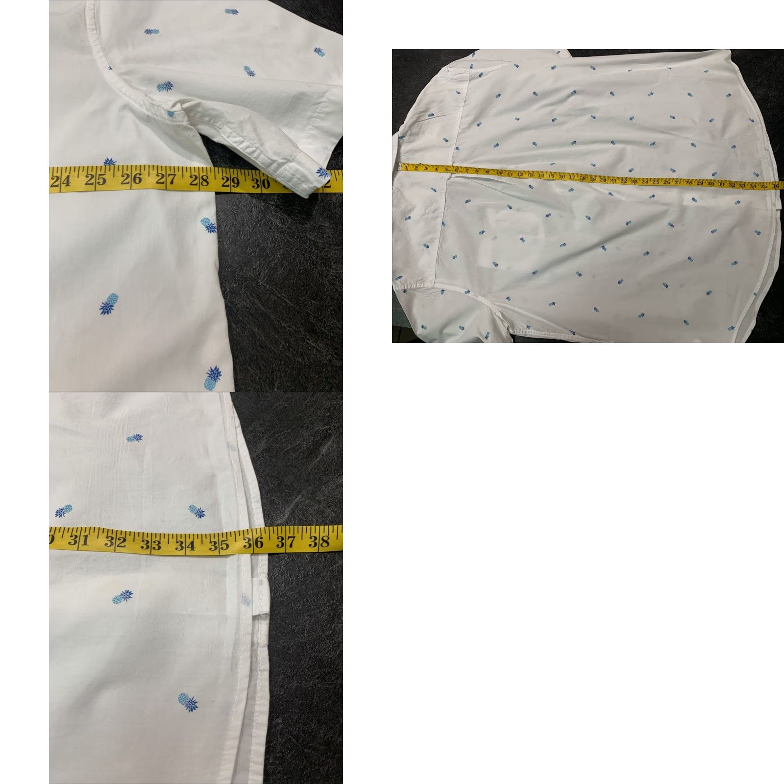 Chaps Chaps Button-Up Shirt Short Sleeve Cotton White with Blue Pineapple 2XLT Mens Size US 39 - 8 Thumbnail