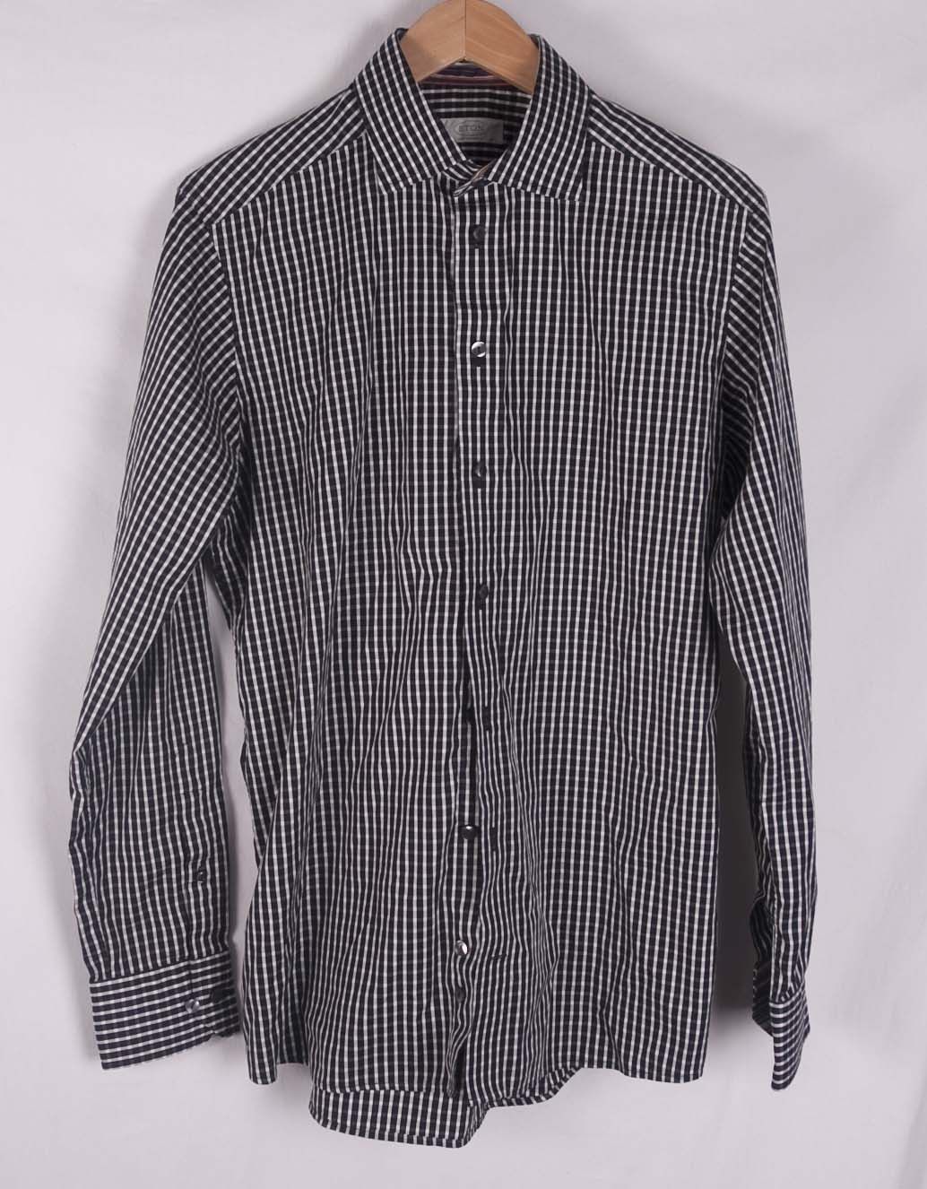 Eton Eton Shirt Contemporary Black Gray Plaid Size 15.75 /40 Size 40R - 2 Thumbnail