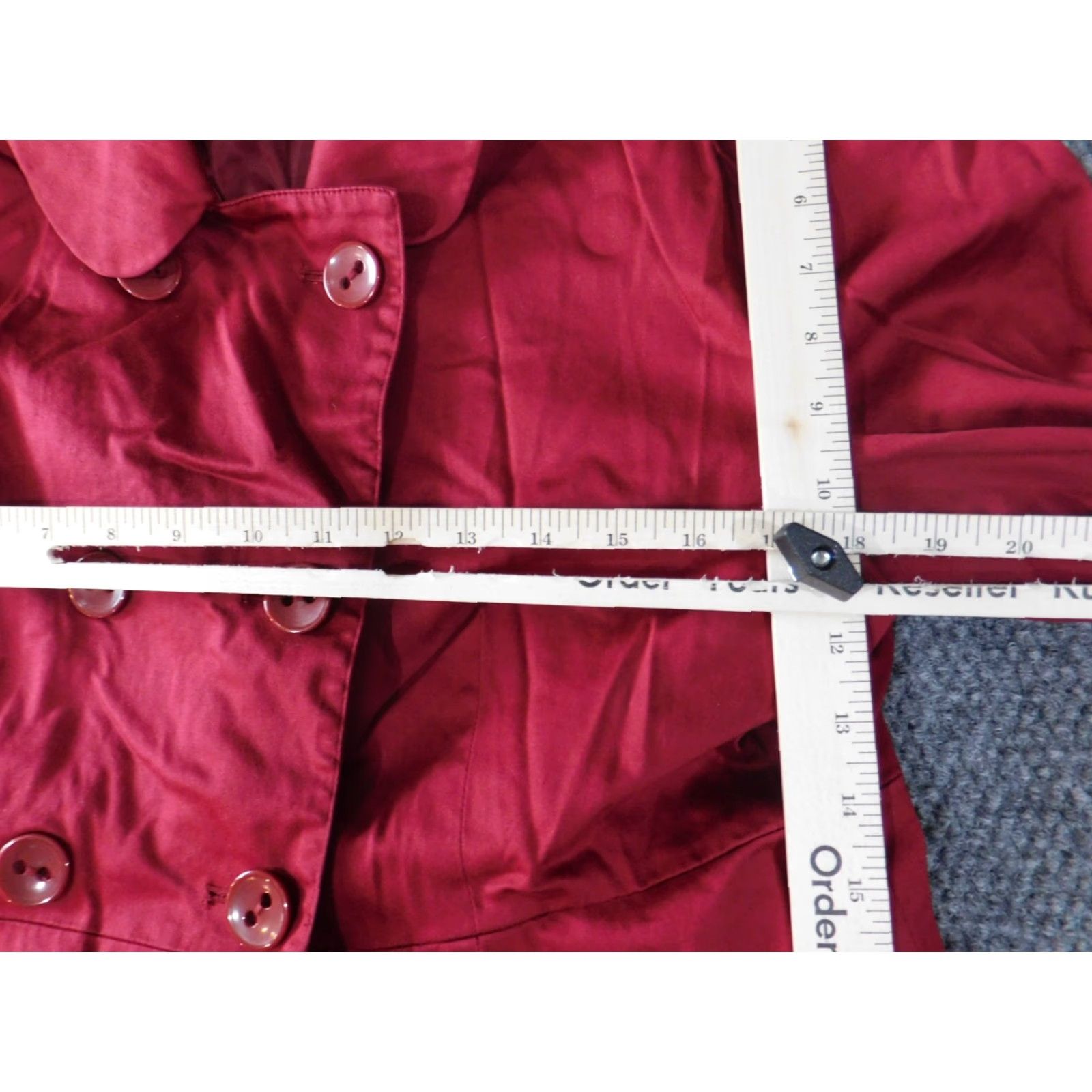 Apt. 9 Apt. 9 Jacket Womens Trench Coat Red 16 Button Collar Knit Cotton Solid Long Sleeve Mid-Length Regular Size Size XXL / US 16-18 / IT 52-54 - 5 Thumbnail