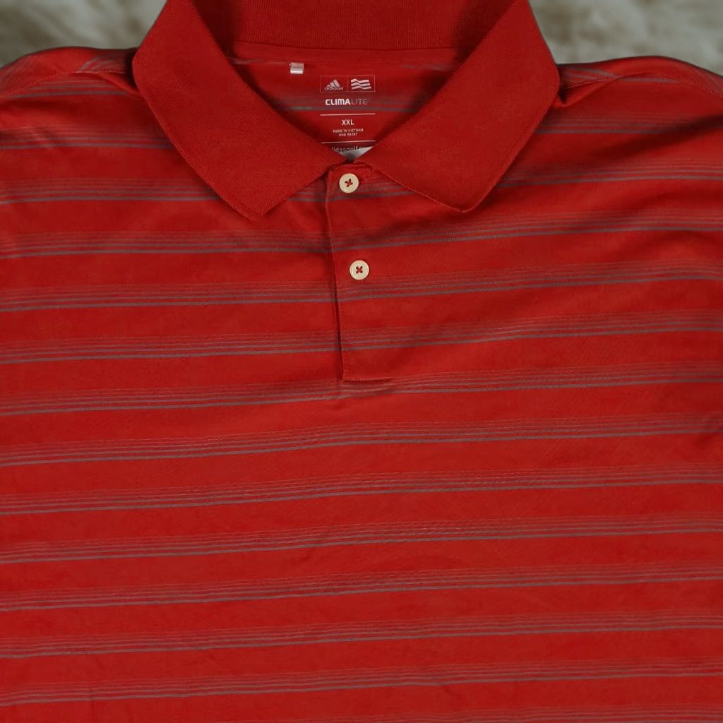 Adidas Adidas Polo Shirt Mens 2XL Red Striped Golf Casual Short Sleeve Shirt Size US XXL / EU 58 / 5 - 1 Thumbnail