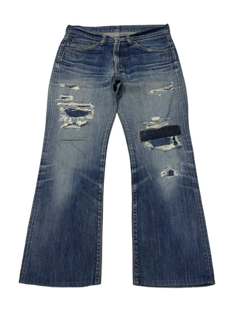 Levi's VINTAGE LEVIS 517 FLARE PATCHWORK DISTRESSED DENIM JEANS Size US 31 - 3 Thumbnail
