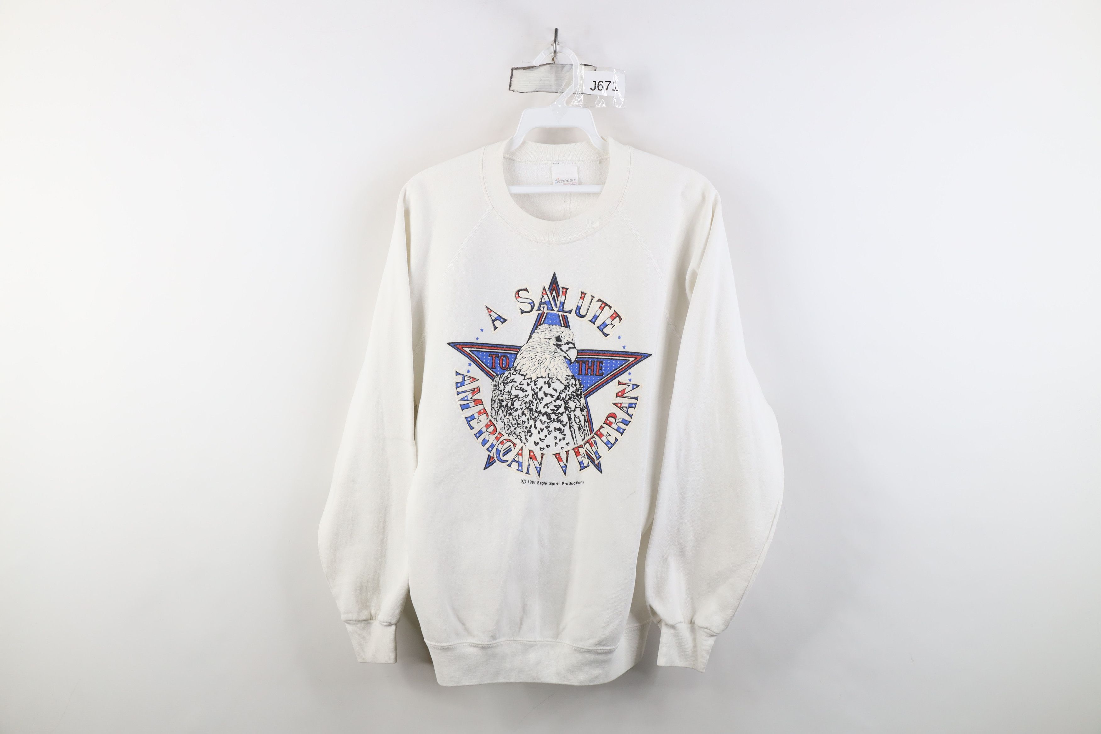 Vintage Vintage 80s A Salute To The American Veteran Sweatshirt USA Size L / US 10 / IT 46 - 1 Thumbnail