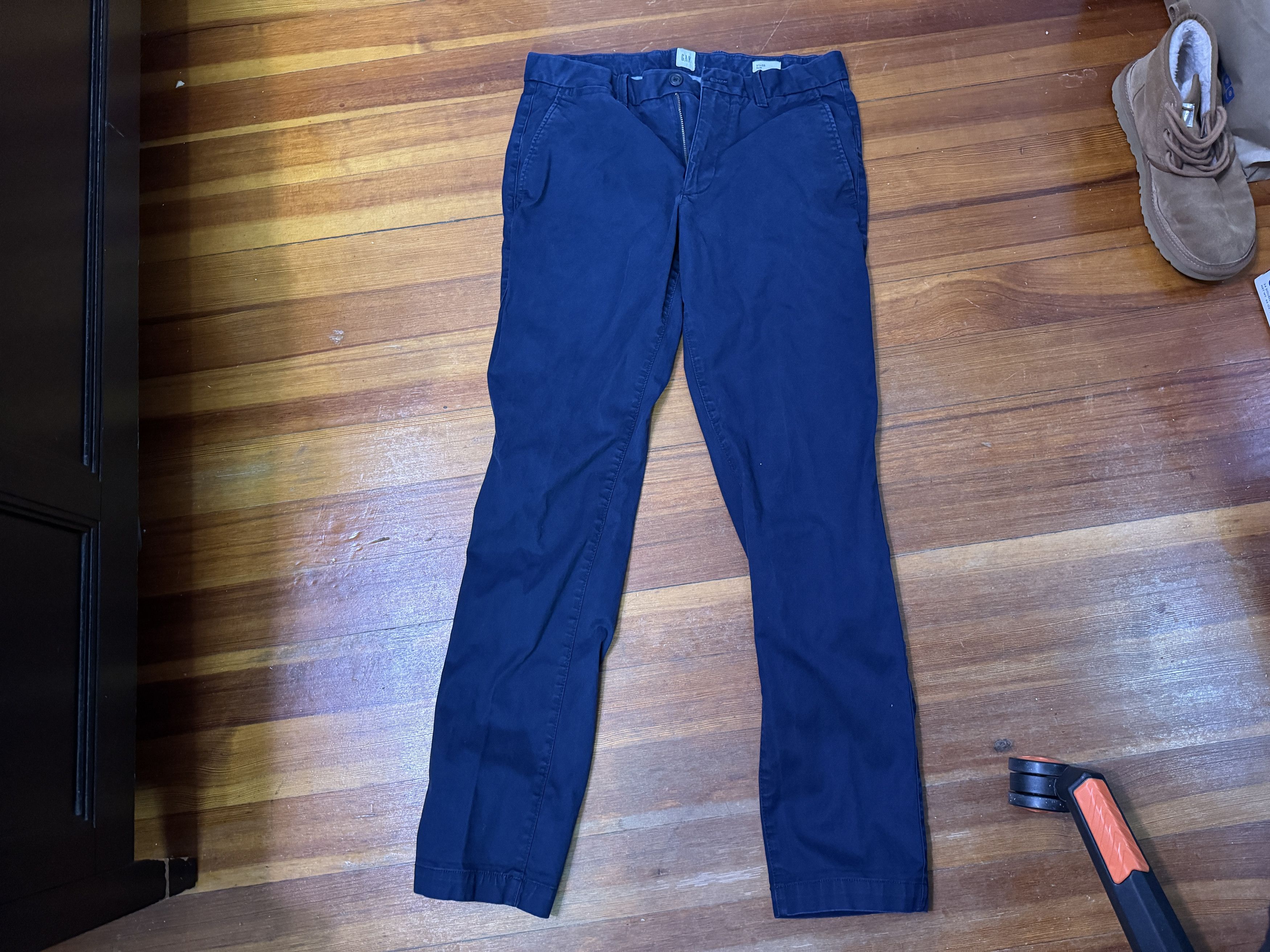 Gap 31x32 GAP Men's Slim Fit Chinos Navy Blue Khaki Dress Pants Size US 32 / EU 48 - 2 Thumbnail