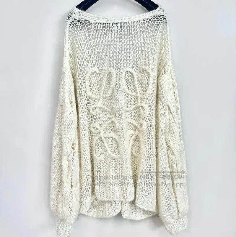 Loewe Loewe Women's Beige Open Knit Cardigan . Size M / US 6-8 / IT 42-44 - 2 Thumbnail