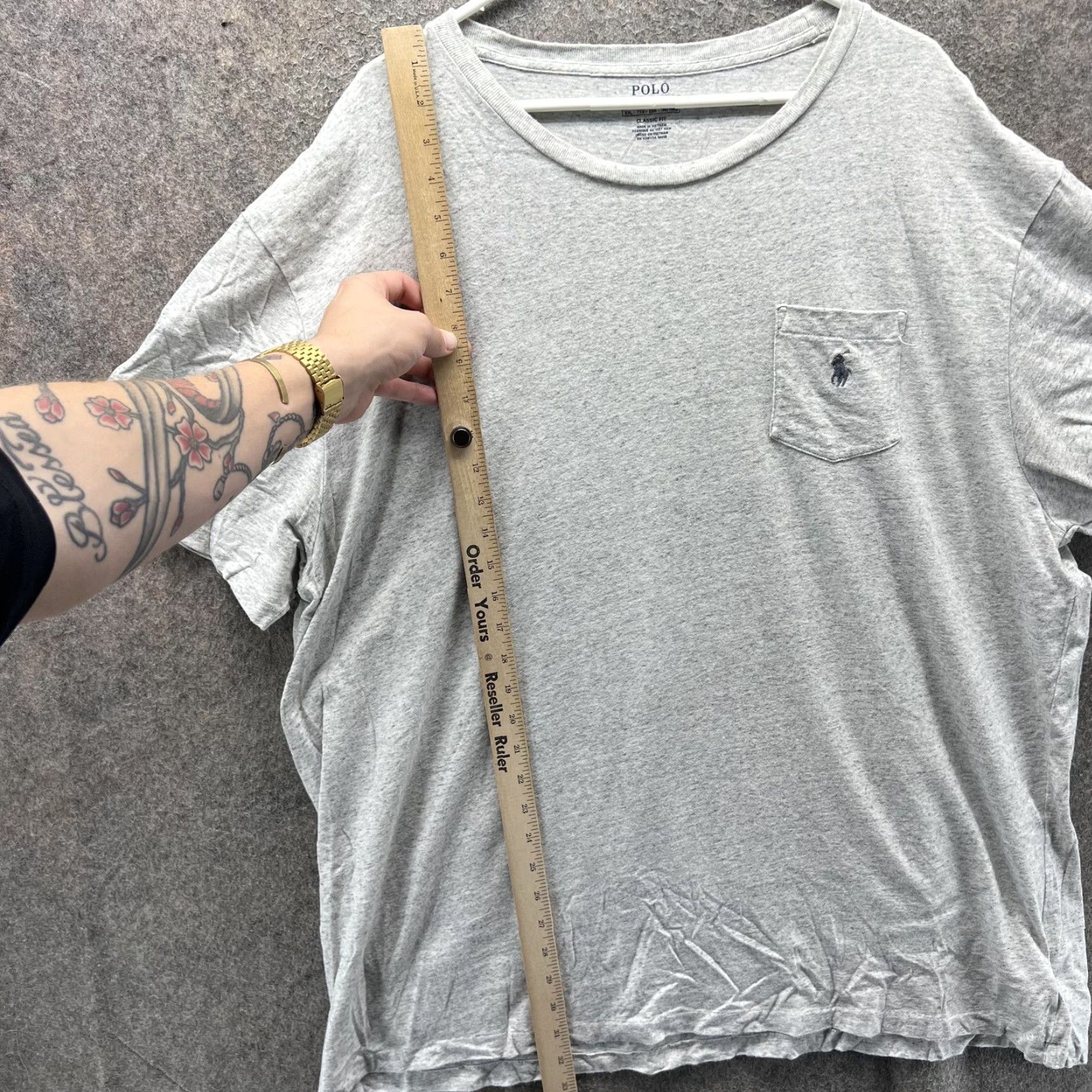 Polo Ralph Lauren Polo Ralph Lauren Shirt Mens 2XL Gray Classic Fit Pocket Tee Cotton Crewneck Polo Pony Pocket T-Shirt Mens 2XL Gr ay Size US XXL / EU 58 / 5 - 7 Thumbnail