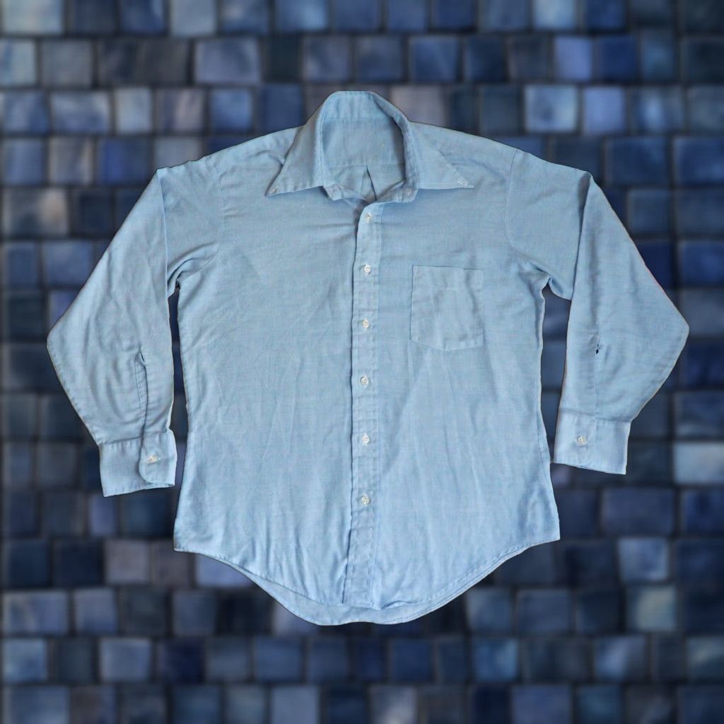 Vintage VINTAGE 70s Faded Blue Polycotton Pocket Ivy Prep Retro Button Shirt Mens L Size US L / EU 52-54 / 3 - 1 Thumbnail
